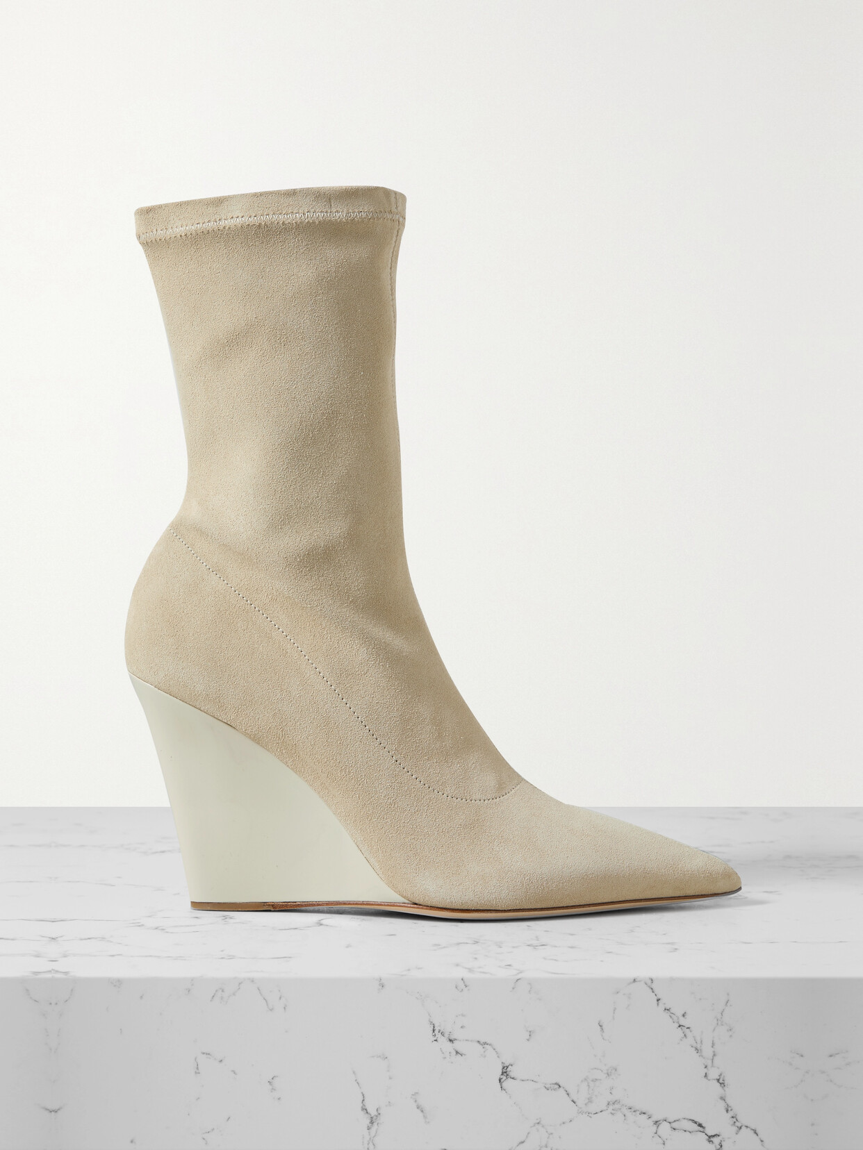 Paris Texas Wanda Suede Wedge Ankle Boots - Neutrals