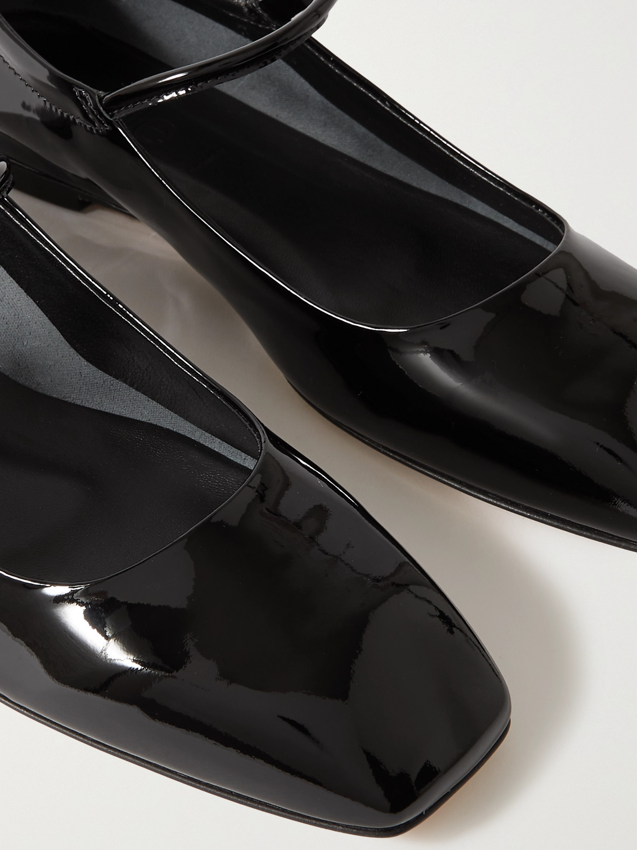 Shop Aeyde Uma Patent-leather Mary Jane Ballet Flats In Black