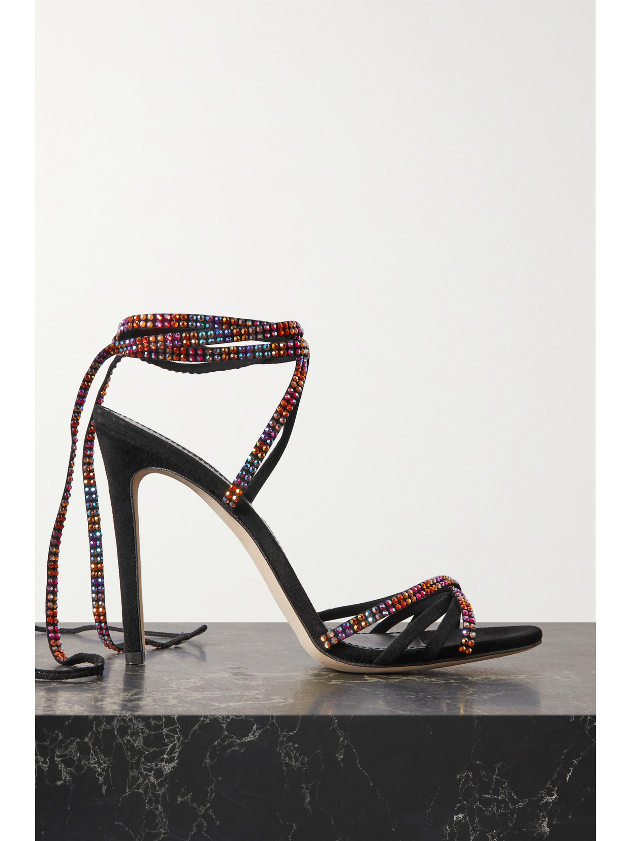 Paris Texas Holly Nicole Crystal-embellished Suede Sandals In Black