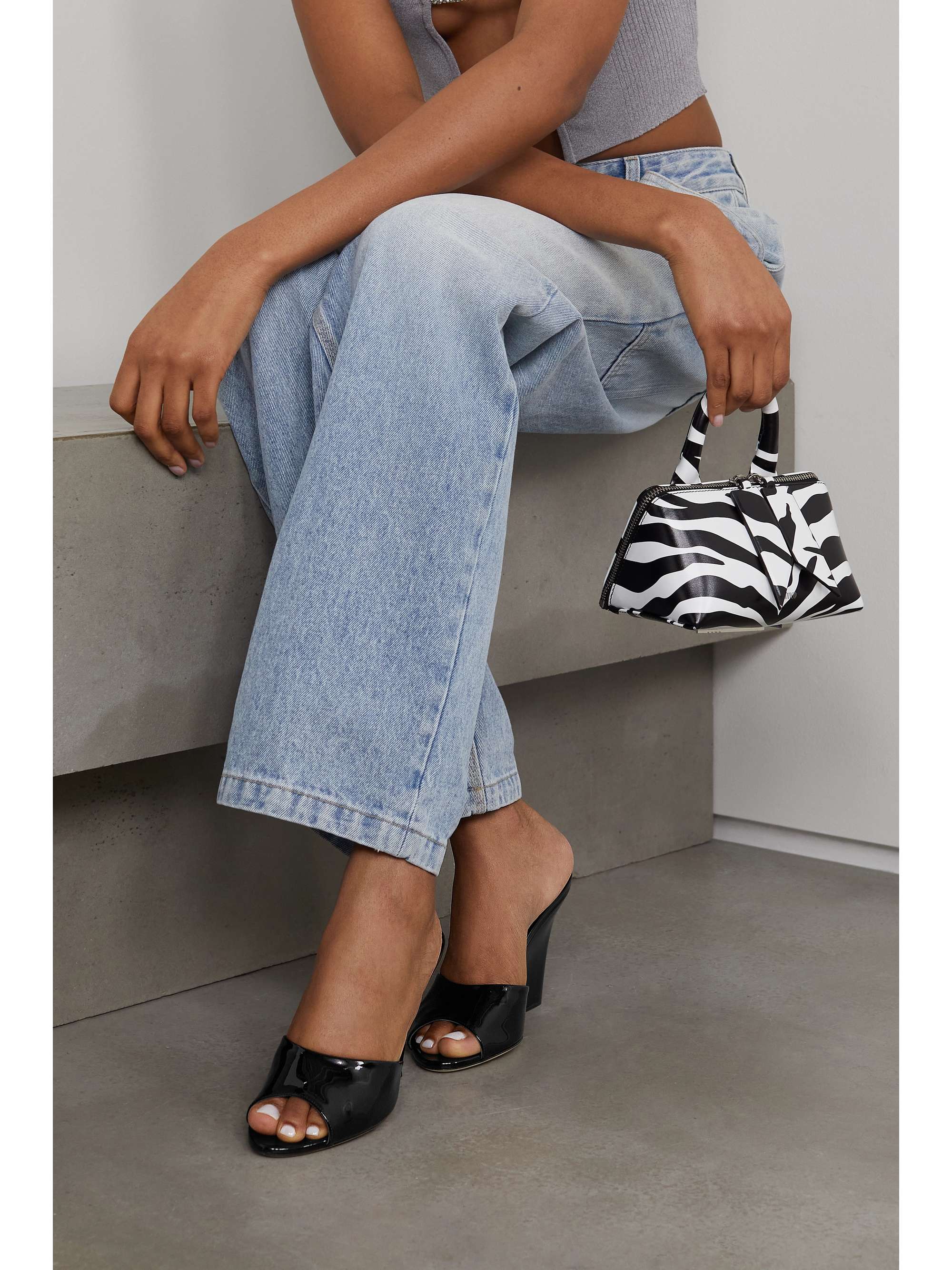 PARIS TEXAS Wanda patent-leather wedge mules