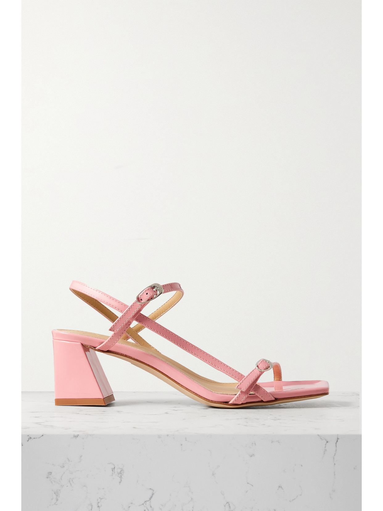 aeyde - Greta Patent-leather Slingback Sandals - Pink