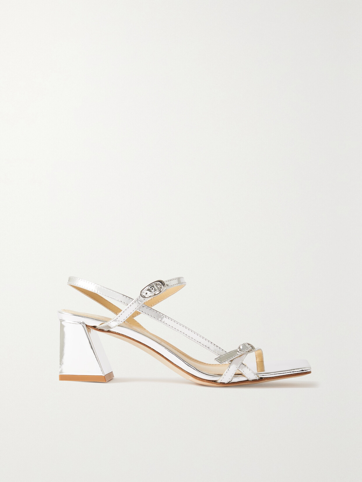 aeyde - Greta Metallic Leather Slingback Sandals - Silver