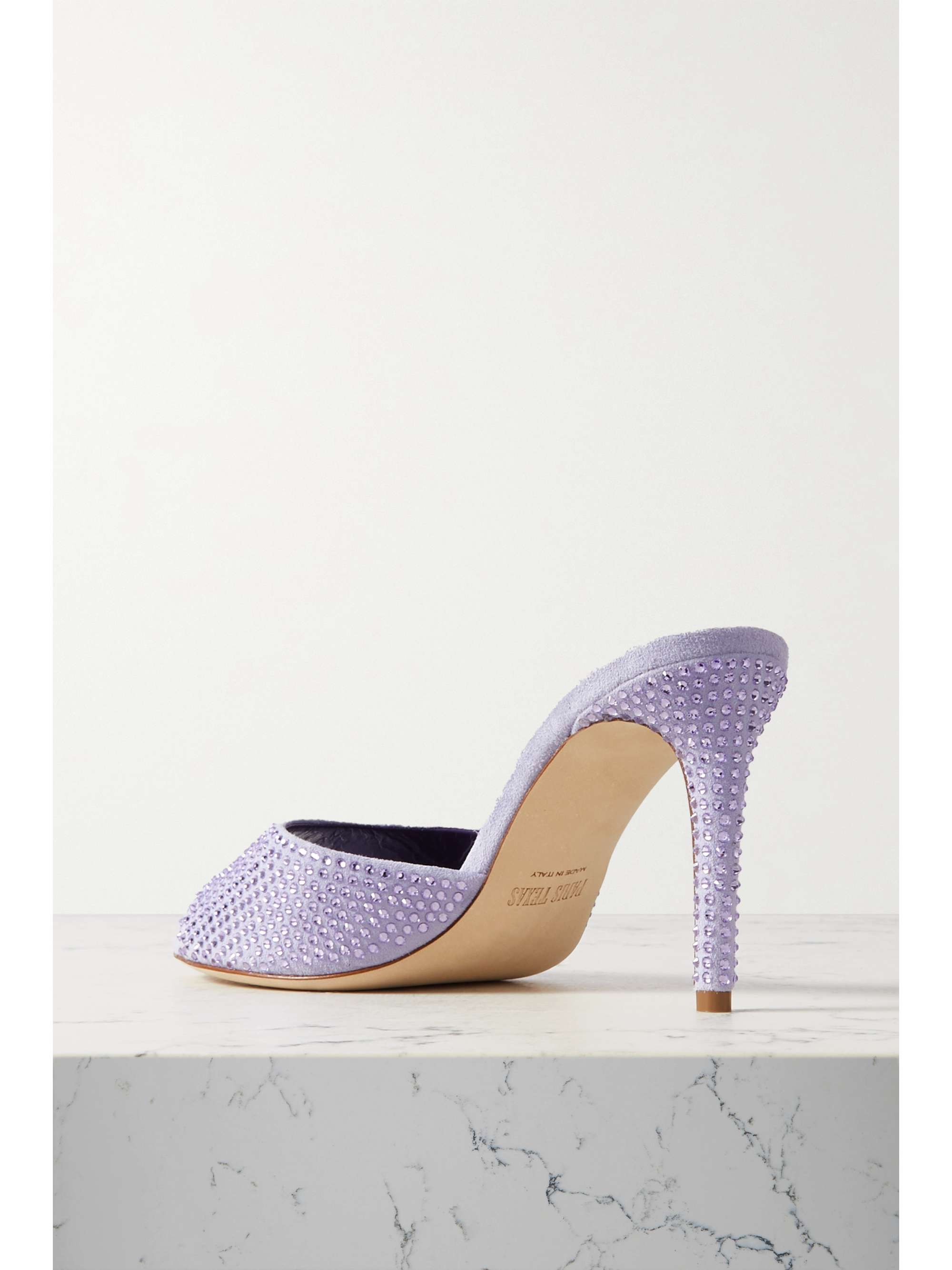 PARIS TEXAS Holly crystal-embellished suede mules
