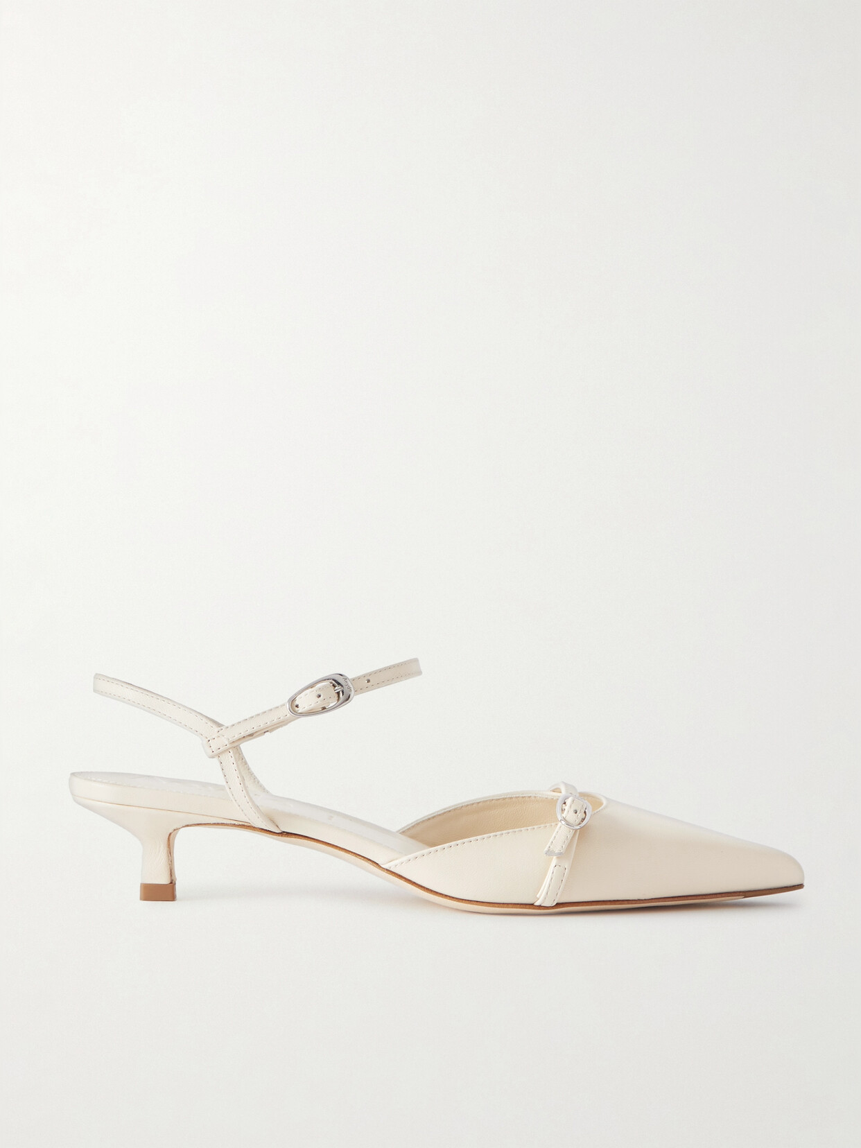 Shop Aeyde Melia Leather Point-toe Pumps In Cream