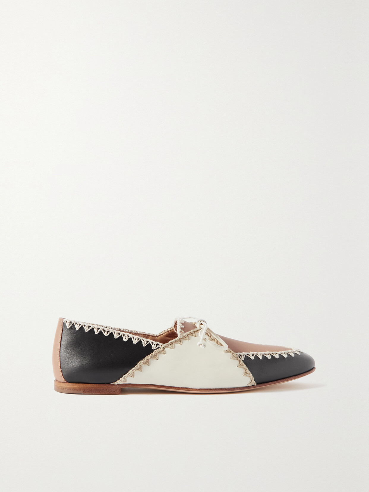 Shop Gabriela Hearst Hawett Color-block Leather Point-toe Flats In Brown