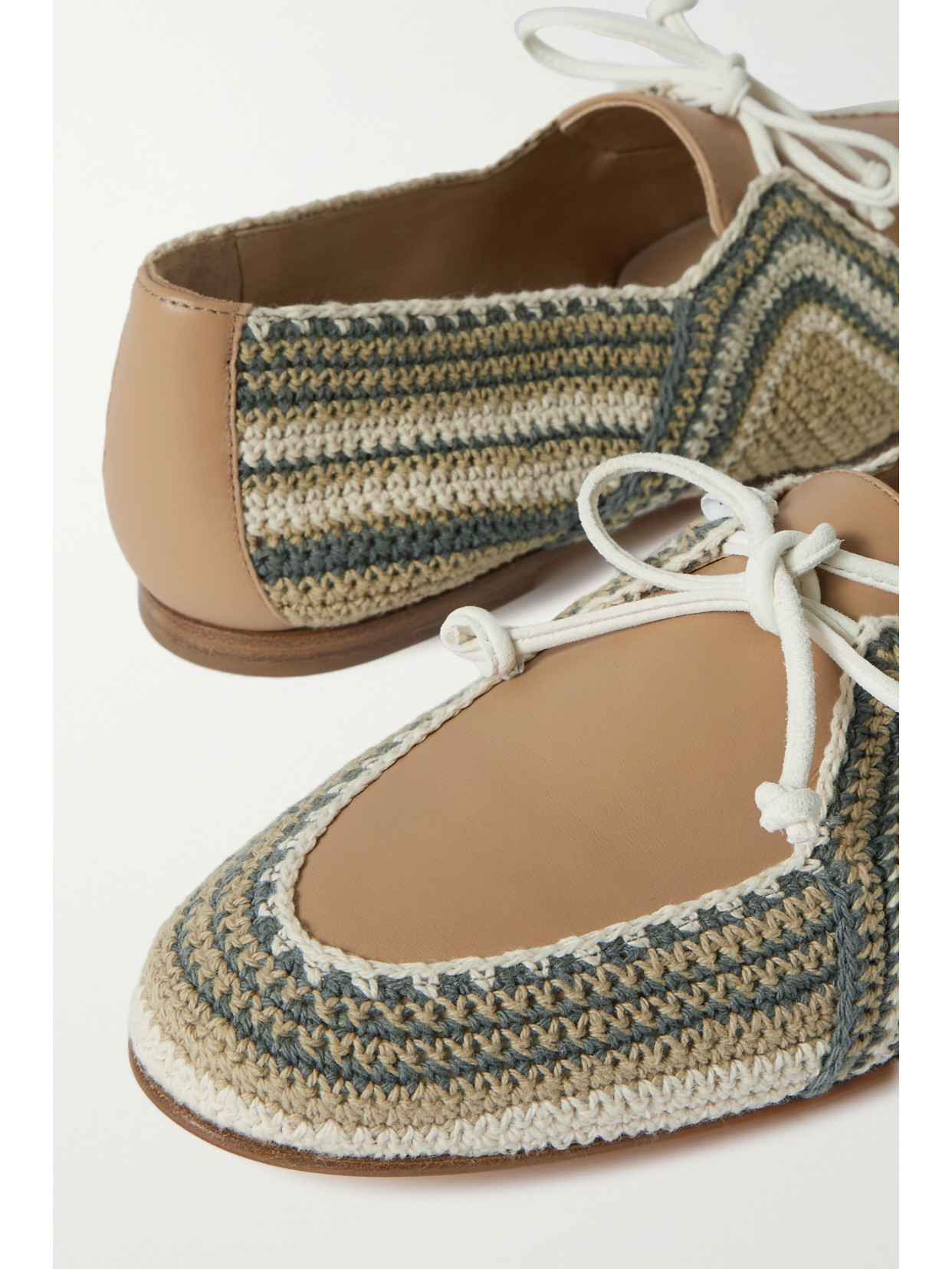 Shop Gabriela Hearst Hays Crochet-trimmed Leather Loafers In Brown