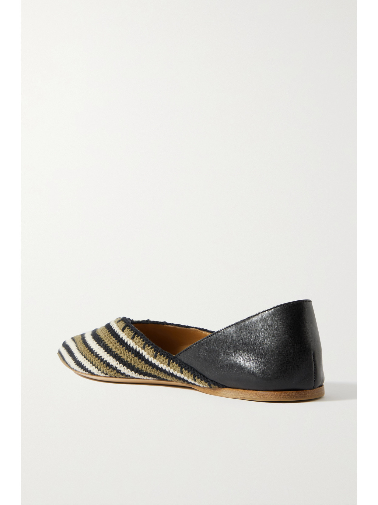 Artis Crochet-Knit And Leather Point-Toe Flats