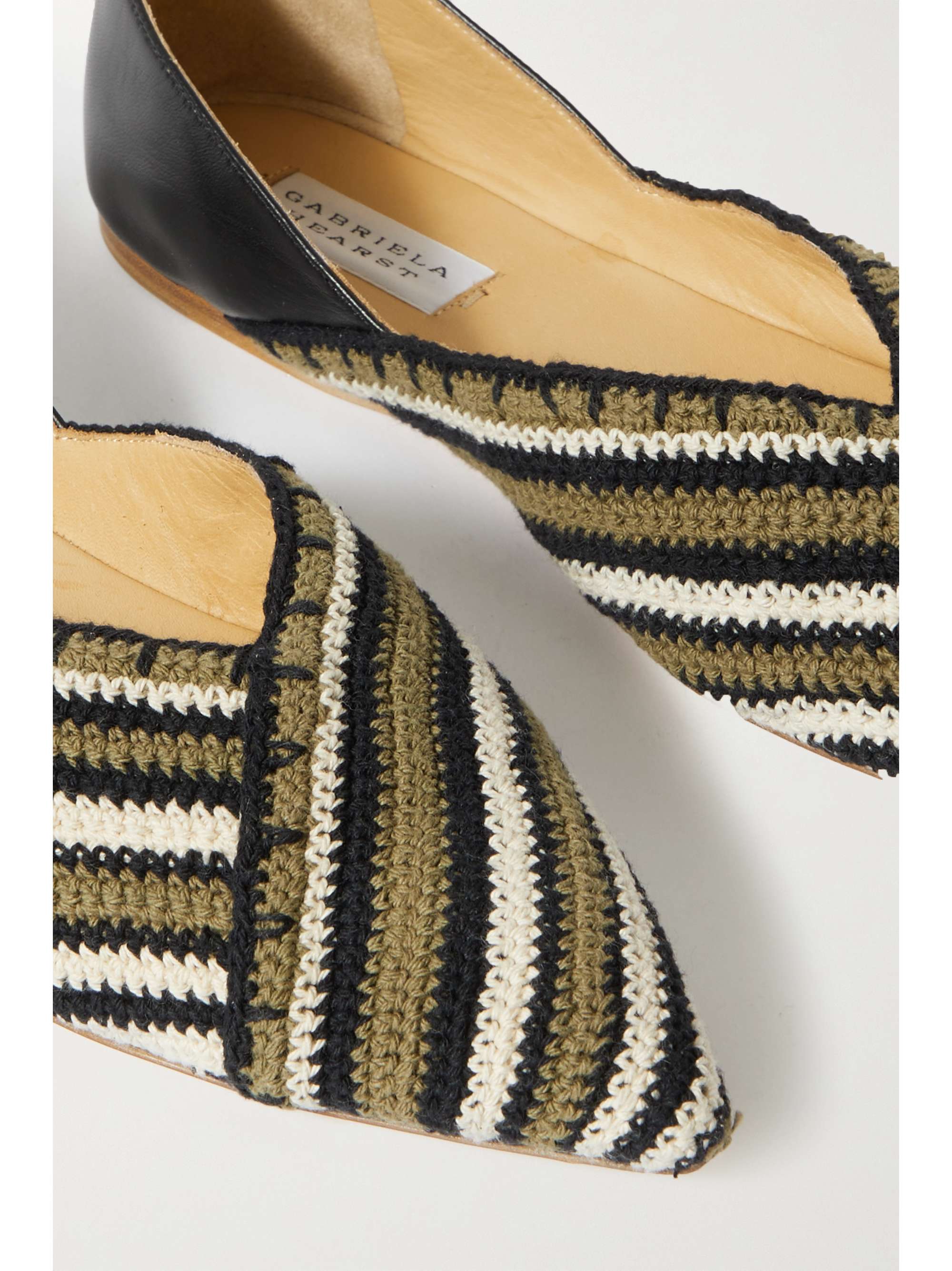 GABRIELA HEARST Artis crochet-knit and leather point-toe flats