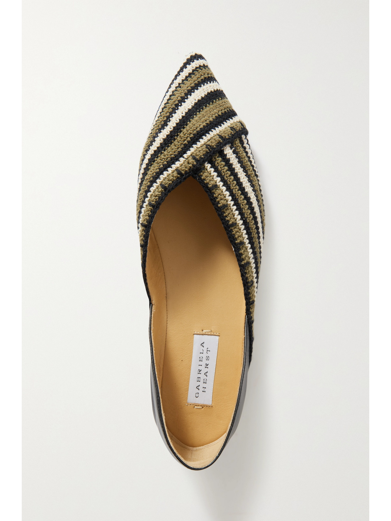 Artis Crochet-Knit And Leather Point-Toe Flats