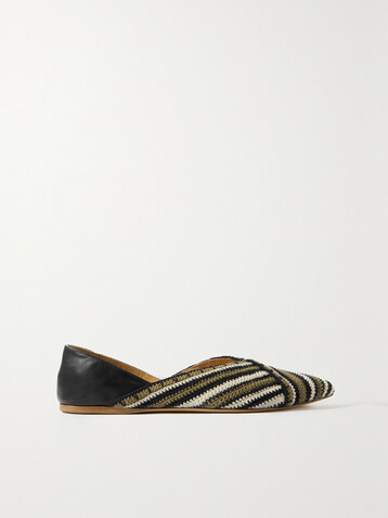 Gabriela Hearst Artis crochet-knit and leather point-toe flats