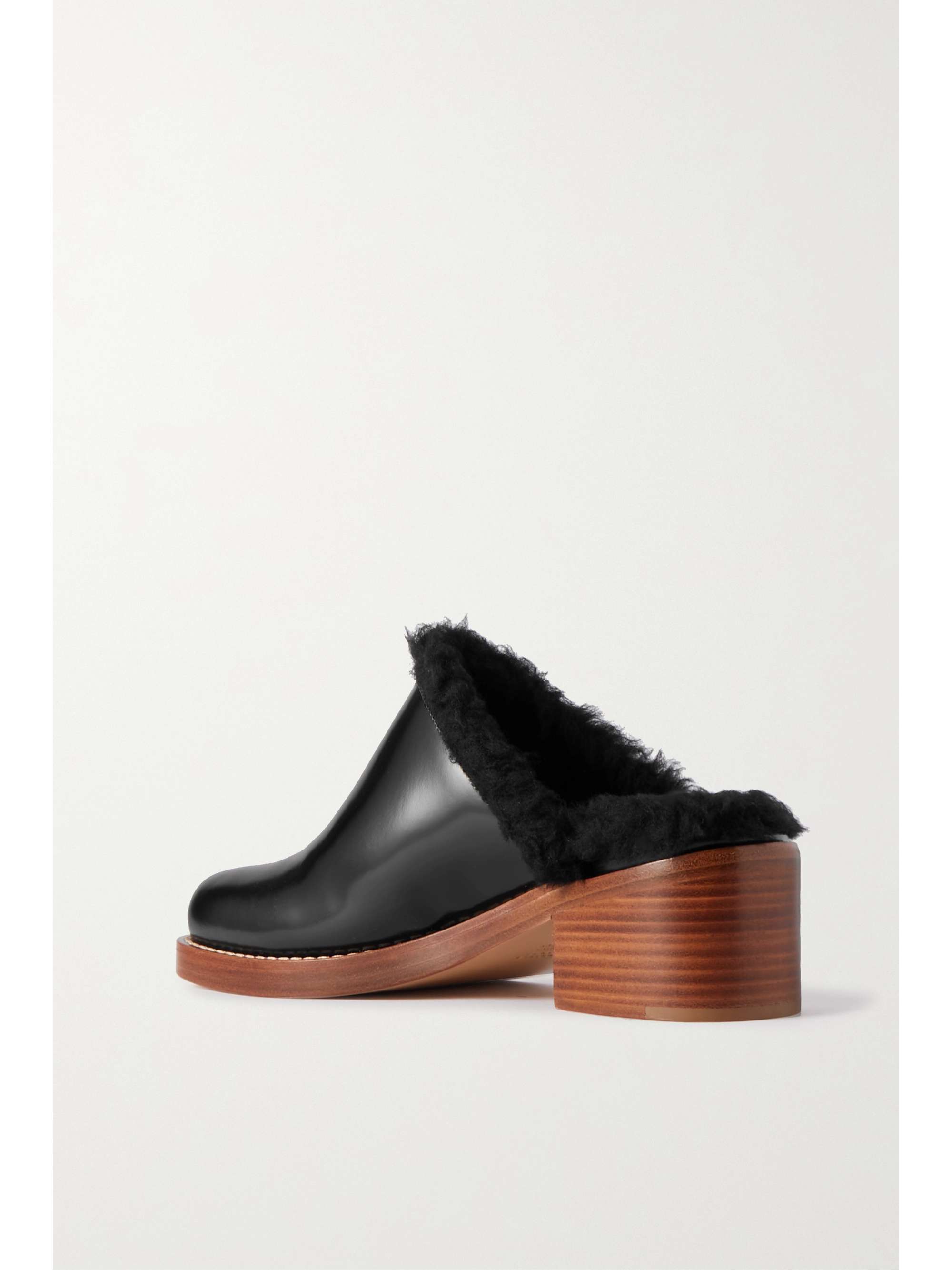GABRIELA HEARST Armin faux fur-lined glossed-leather mules