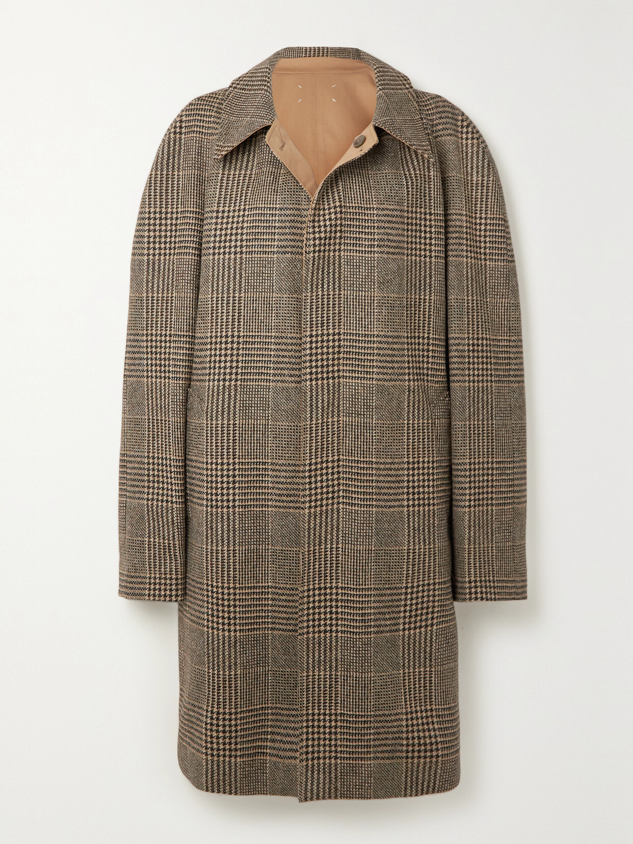 Maison Margiela - Reversible Checked Wool-tweed And Cotton Coat - Brown