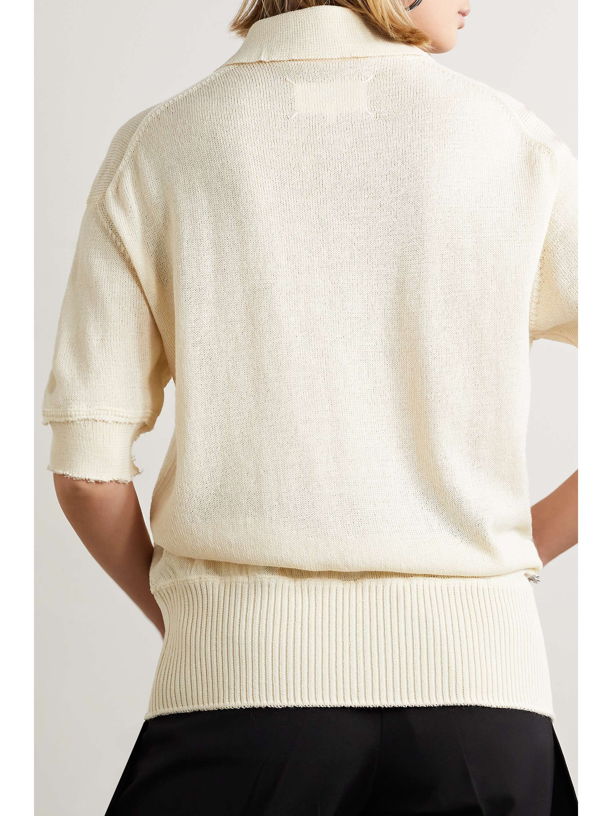 MAISON MARGIELA Distressed wool-blend polo top