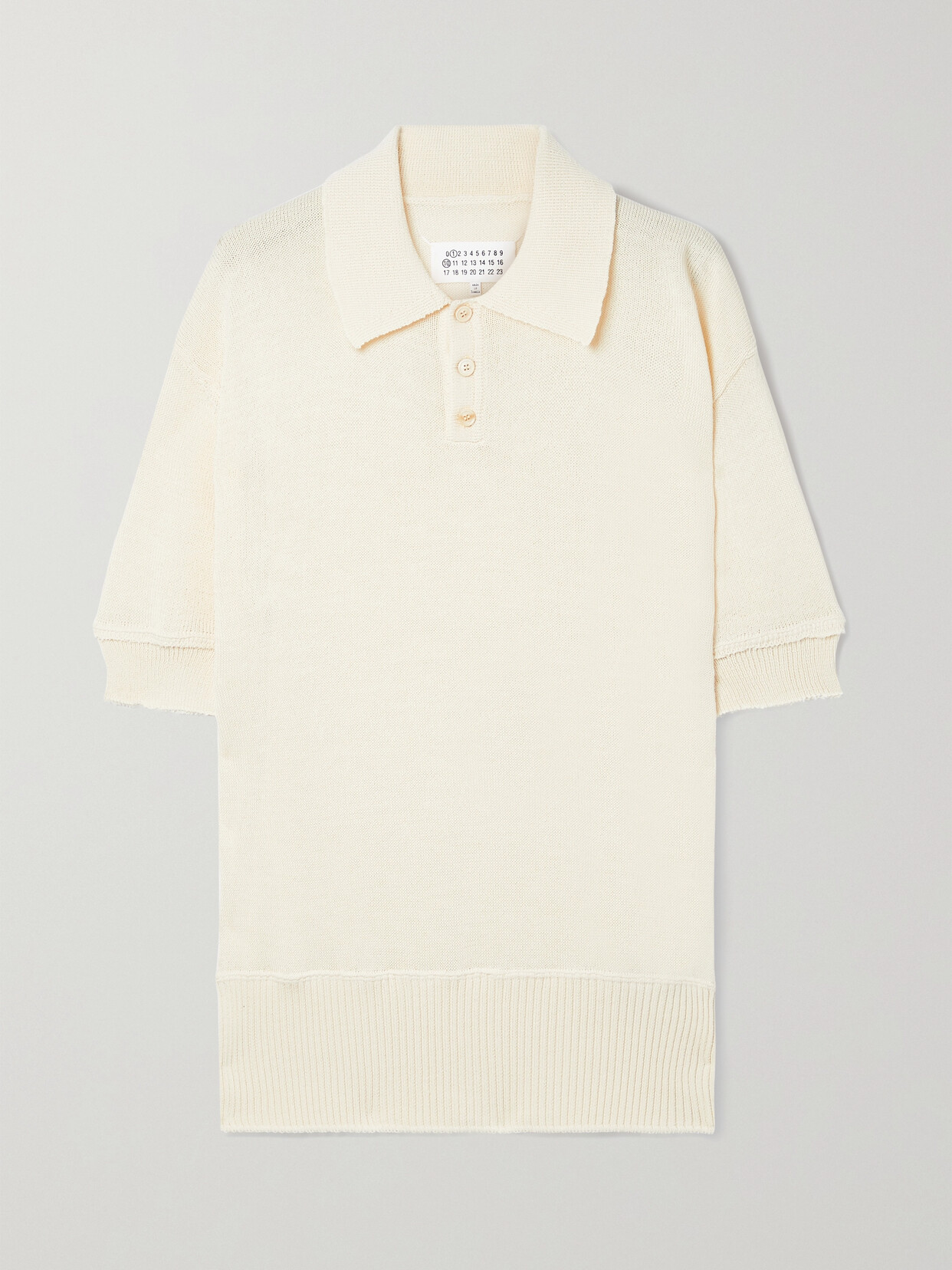 Maison Margiela - Distressed Wool-blend Polo Top - Cream