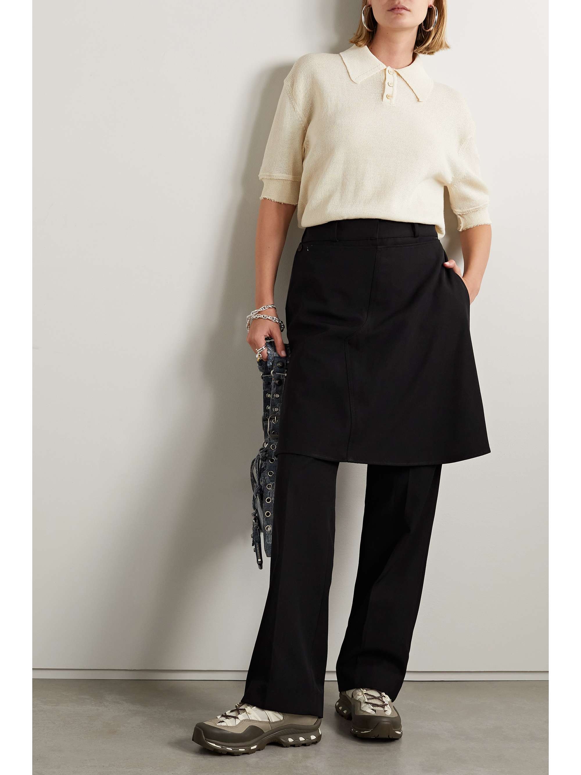 MAISON MARGIELA Distressed wool-blend polo top