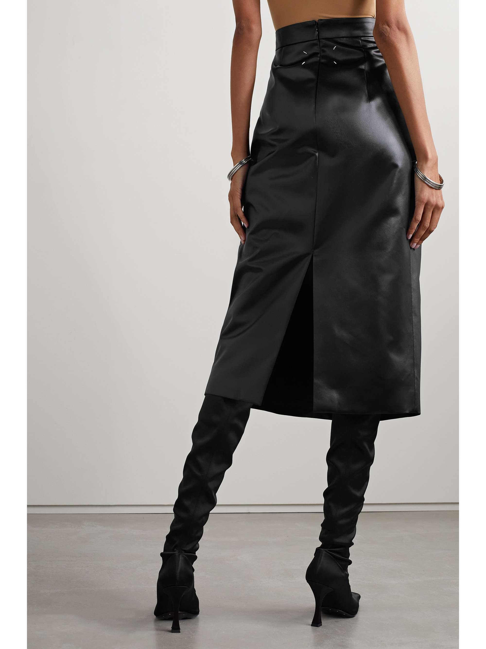 MAISON MARGIELA Pleated duchesse-satin midi skirt