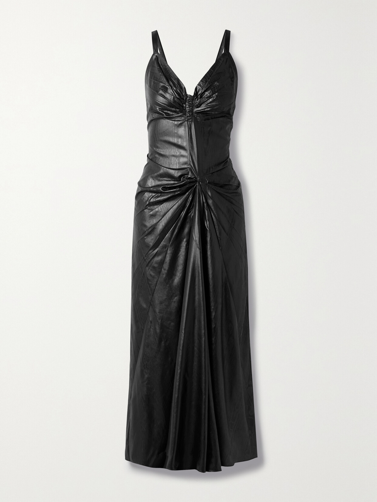 Maison Margiela - Ruched Moire Maxi Dress - Black