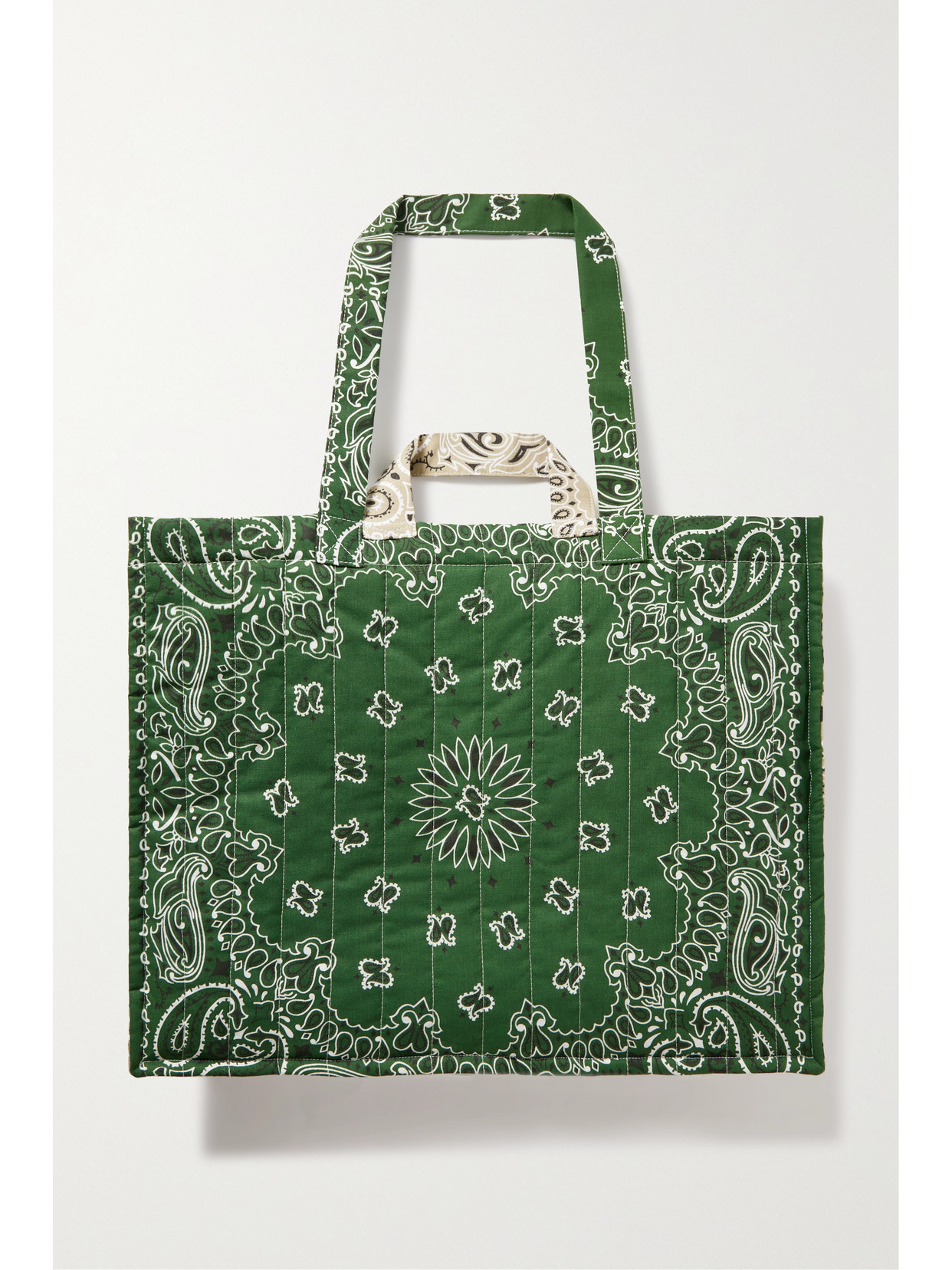 Shop Call It By Your Name Maxi Cabas Reversible Paisley-print Cotton-poplin Tote In Green