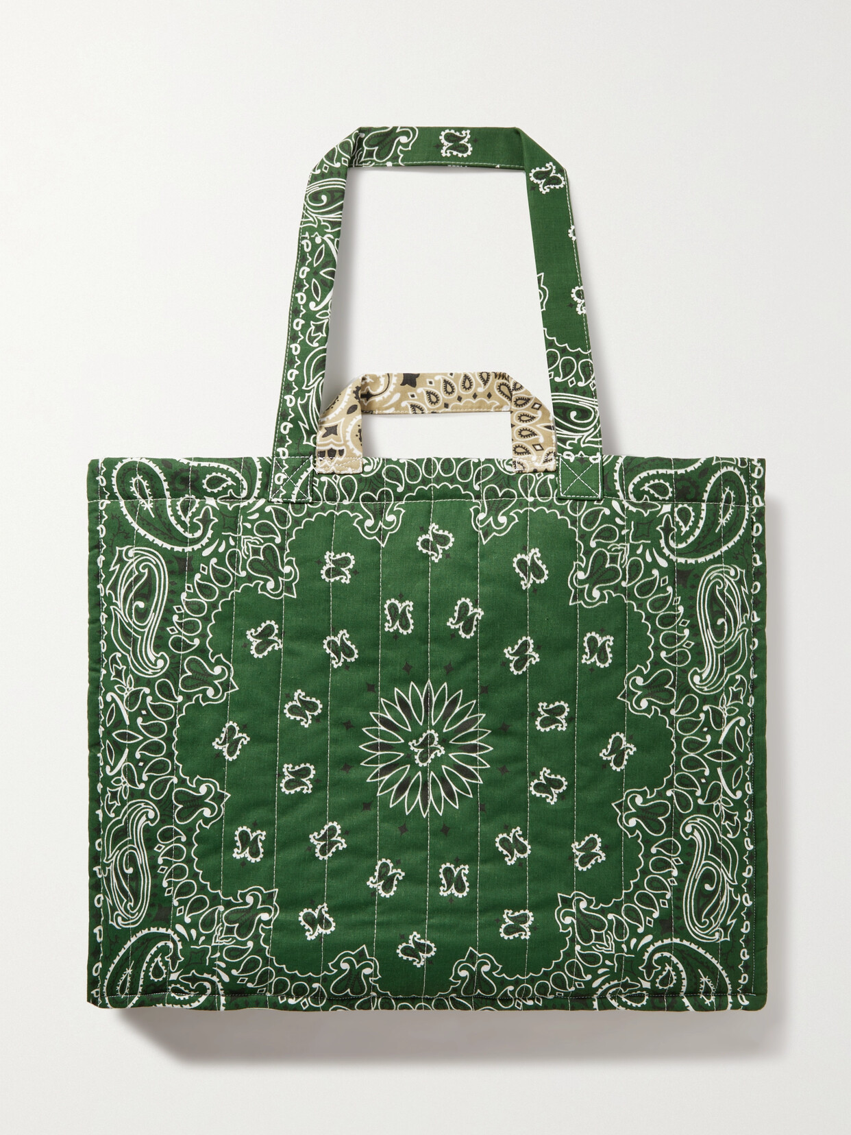 Call It By Your Name Maxi Cabas Reversible Paisley-print Cotton-poplin Tote In Green