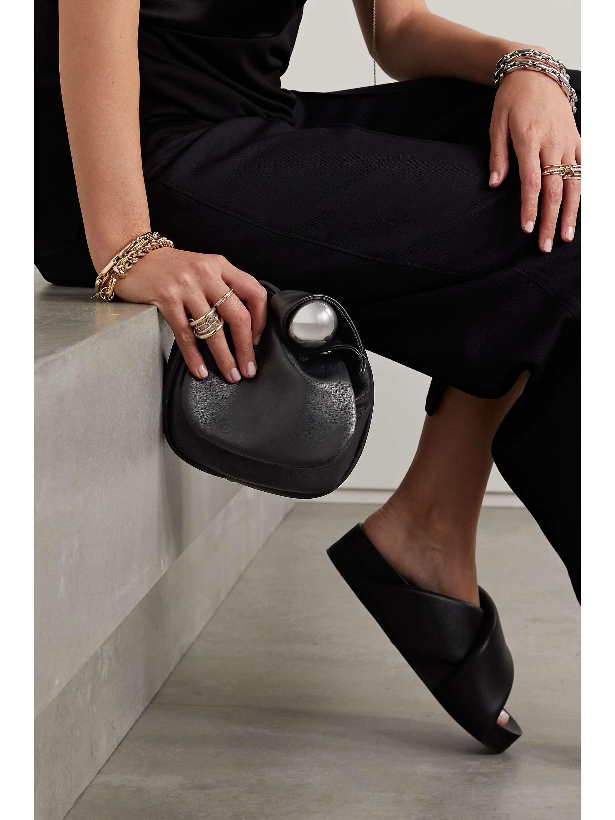 JIL SANDER Embellished leather clutch