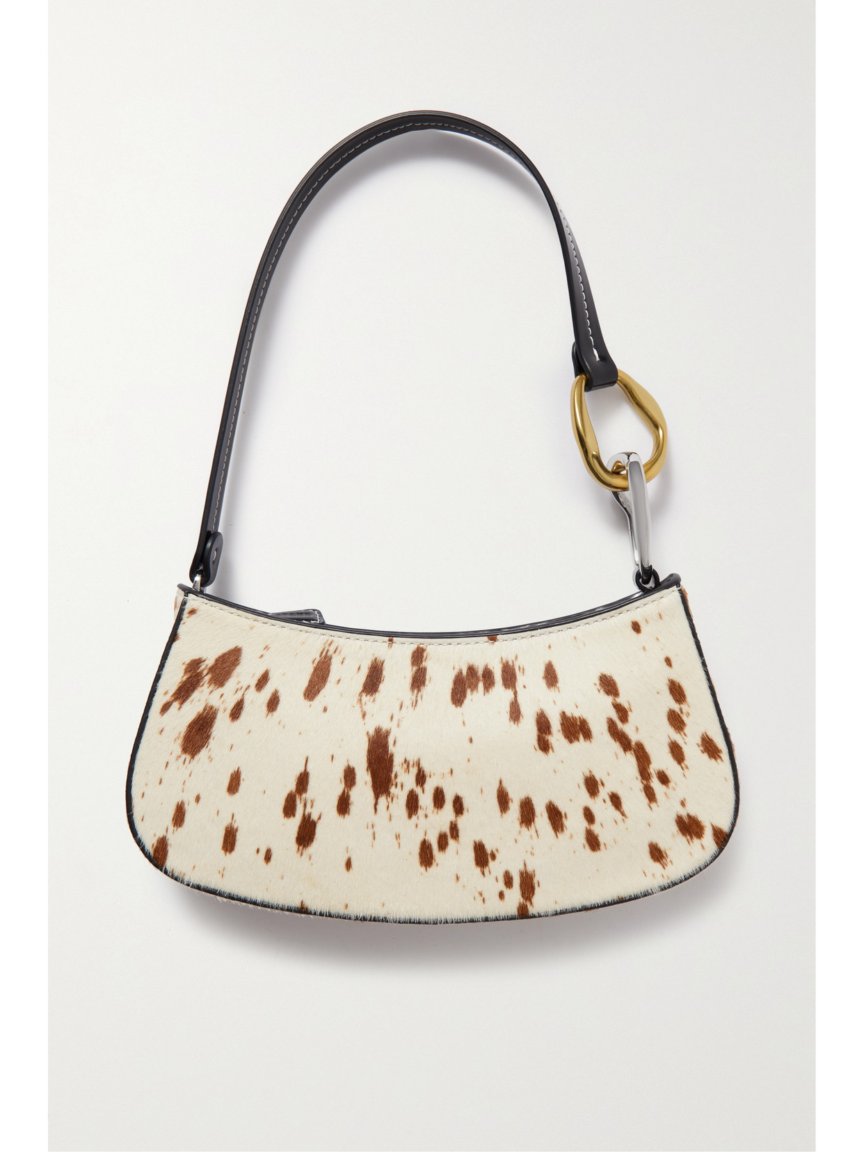 Staud Ollie Leathertrimmed Animalprint Calf Hair Shoulder Bag In