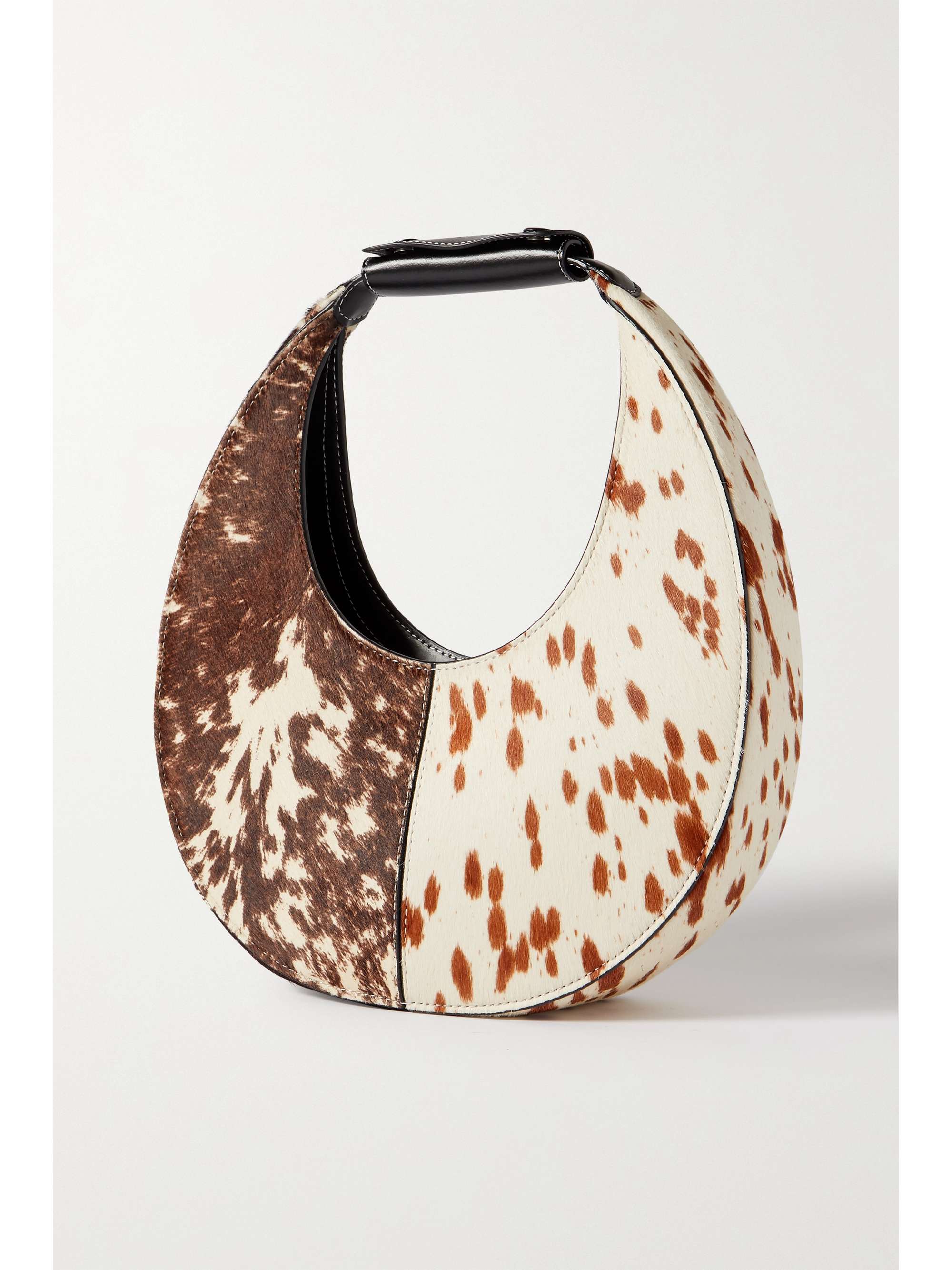 STAUD Moon Split Tote aus Kalbshaar mit Animal-Print und Lederbesätzen