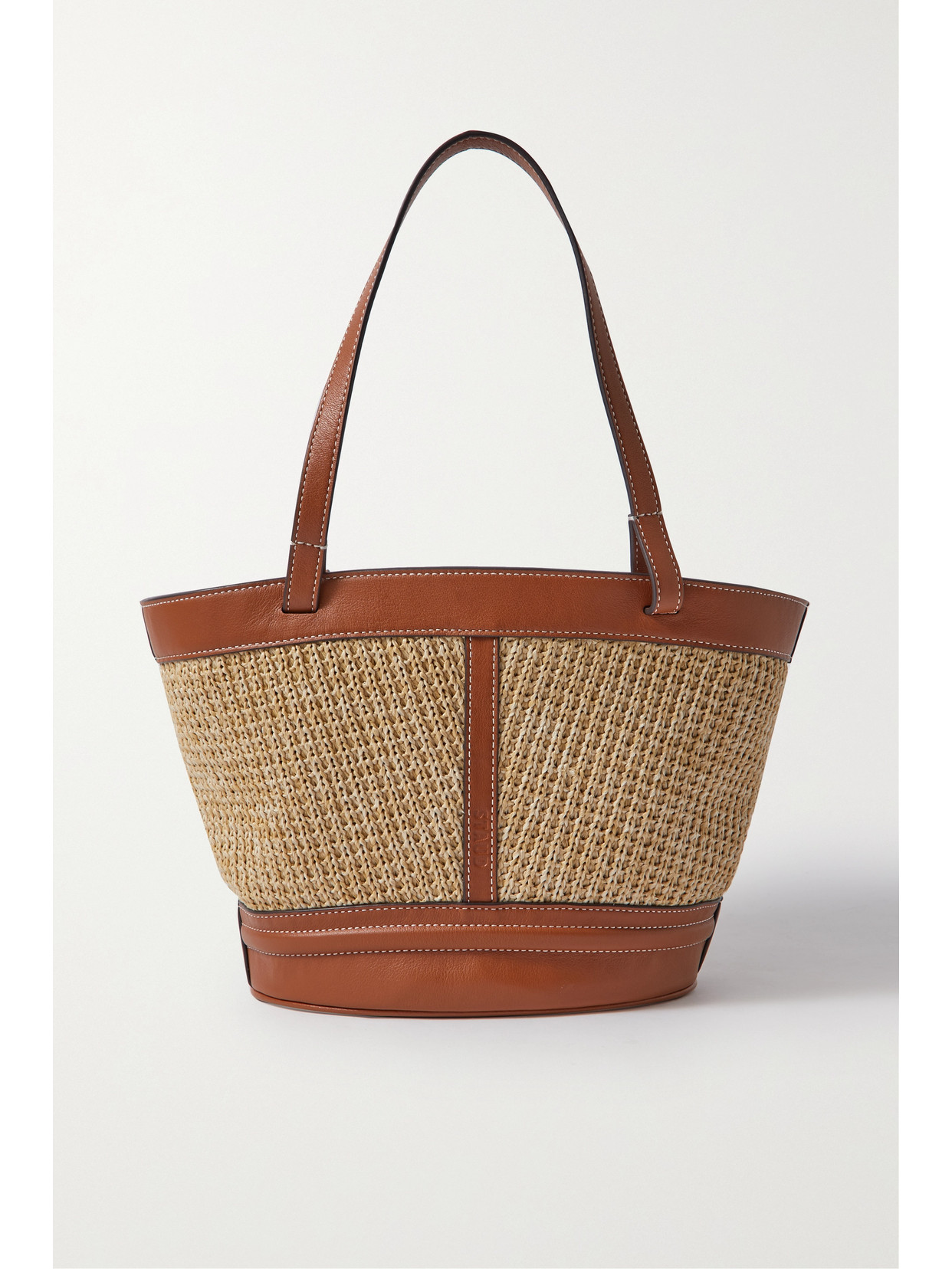 STAUD - Henri Leather-trimmed Raffia Tote - Neutrals