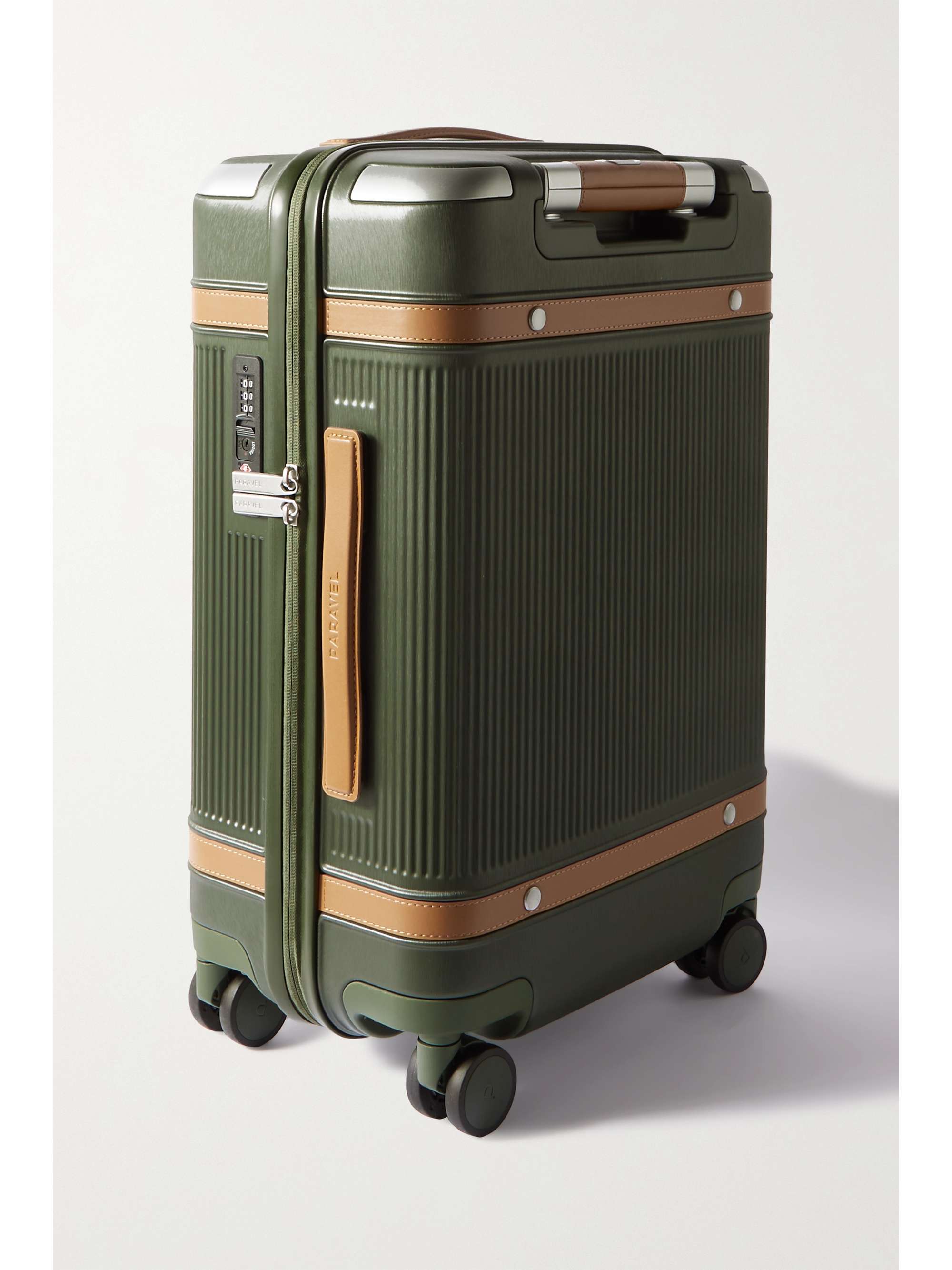 PARAVEL Aviator Carry-On Plus vegan leather-trimmed recycled-hardshell suitcase