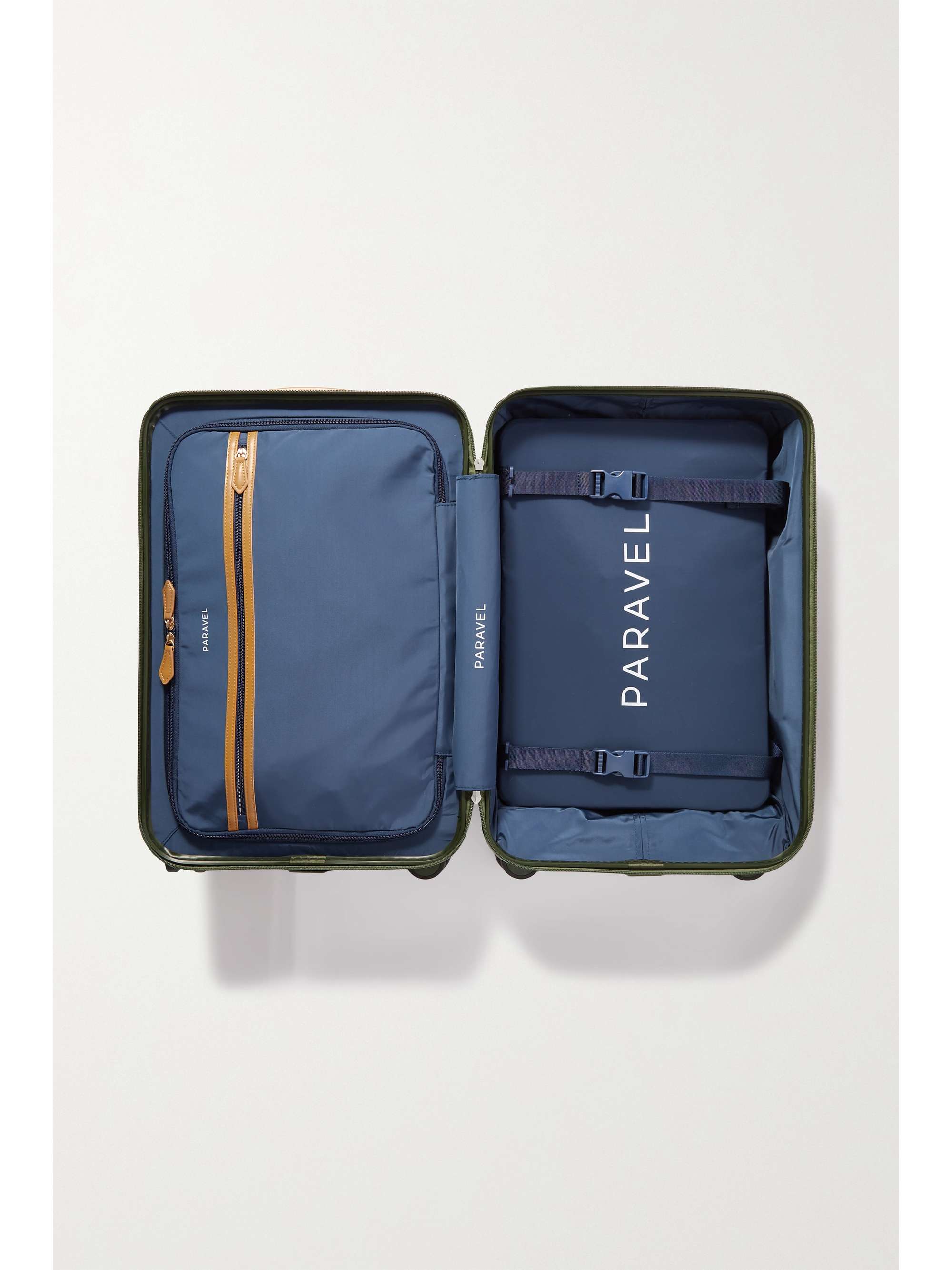 PARAVEL Aviator Carry-On Plus vegan leather-trimmed recycled-hardshell suitcase