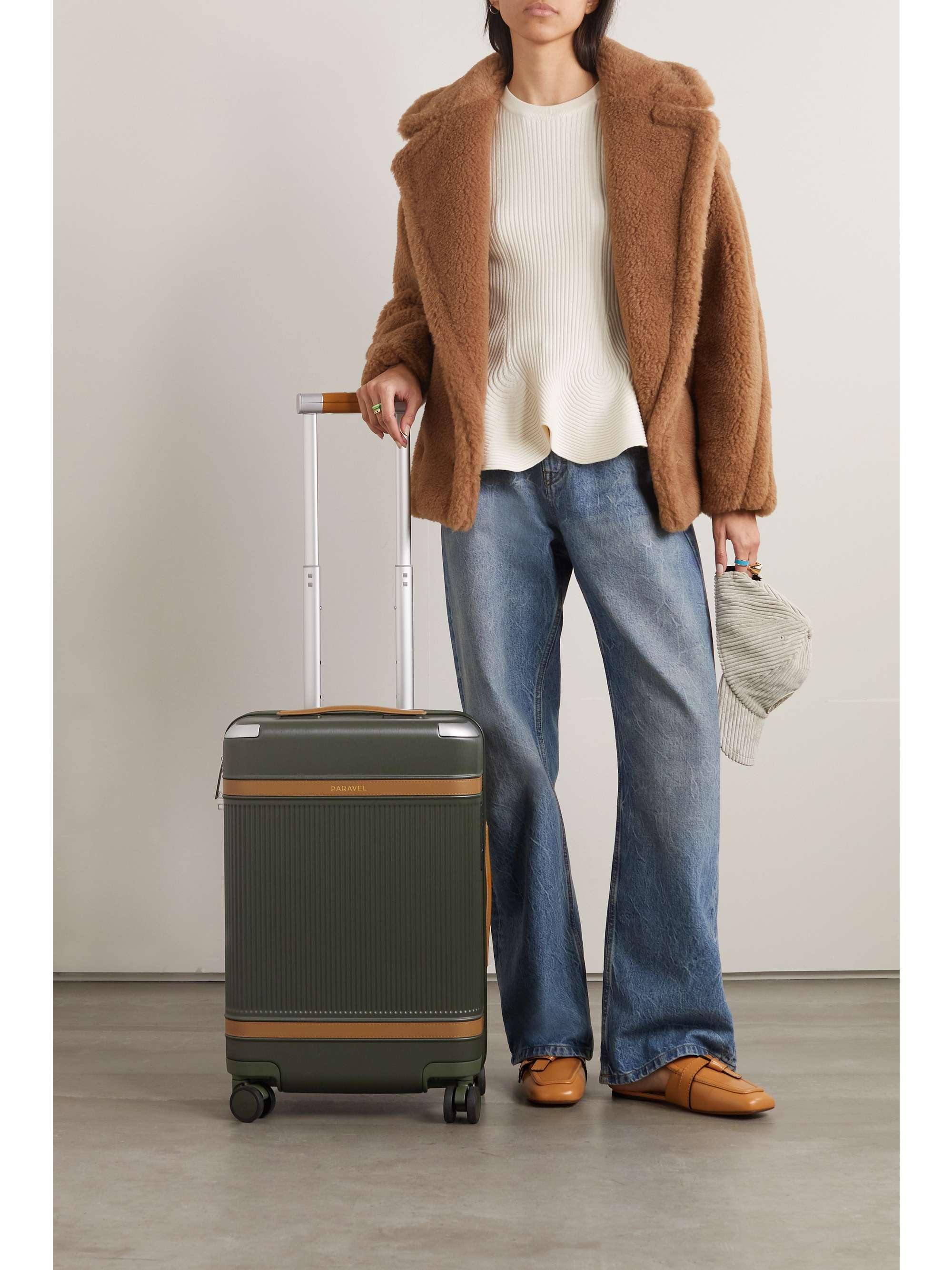 PARAVEL Aviator Carry-On Plus vegan leather-trimmed recycled-hardshell suitcase