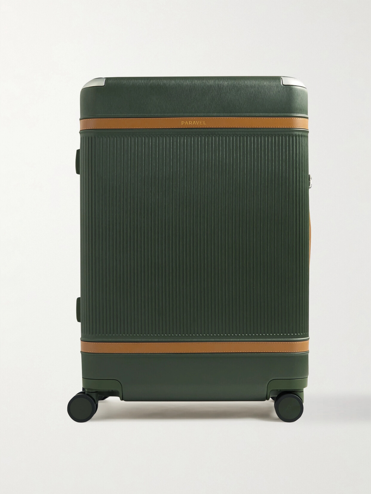 Paravel Aviator Grand Vegan Leather-trimmed Recycled-hardshell Suitcase In Green