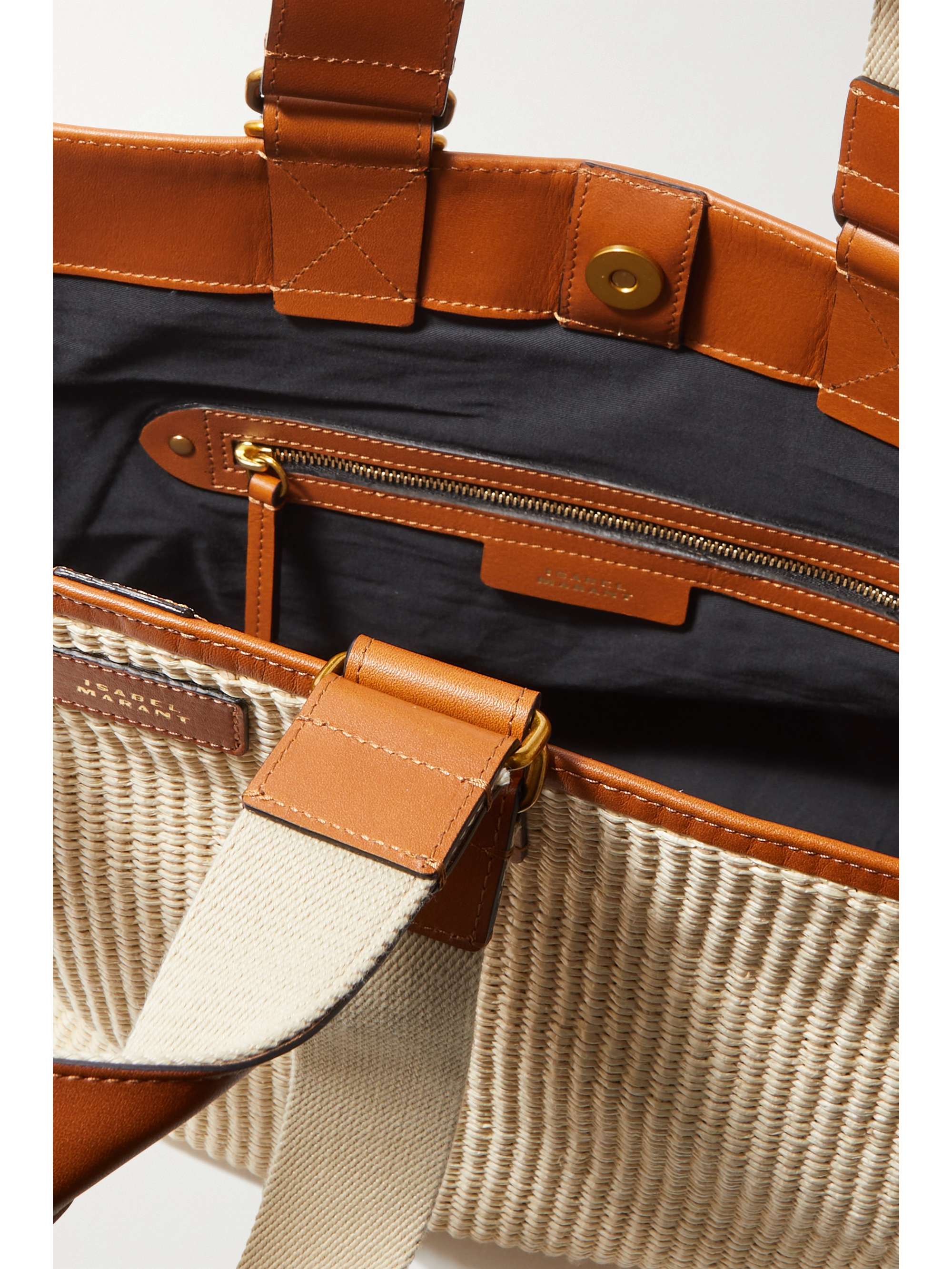 ISABEL MARANT Sac à main en raphia à finitions en cuir Wardy