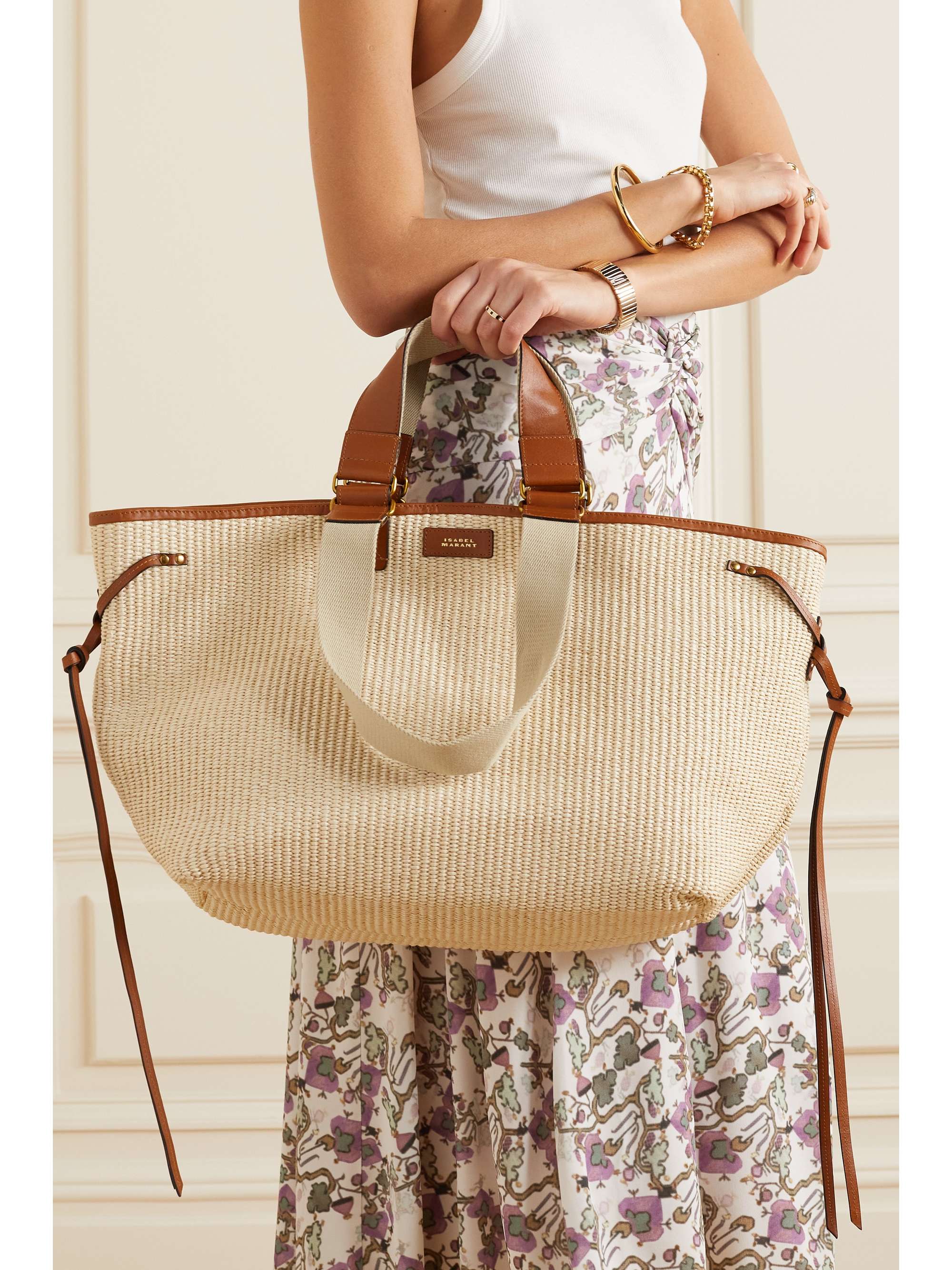 ISABEL MARANT Sac à main en raphia à finitions en cuir Wardy