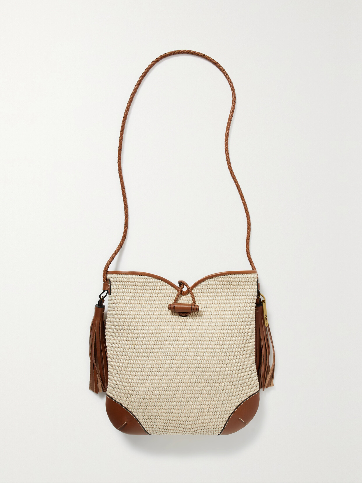 Isabel Marant - Tyag Leather-trimmed Raffia Shoulder Bag - Neutrals