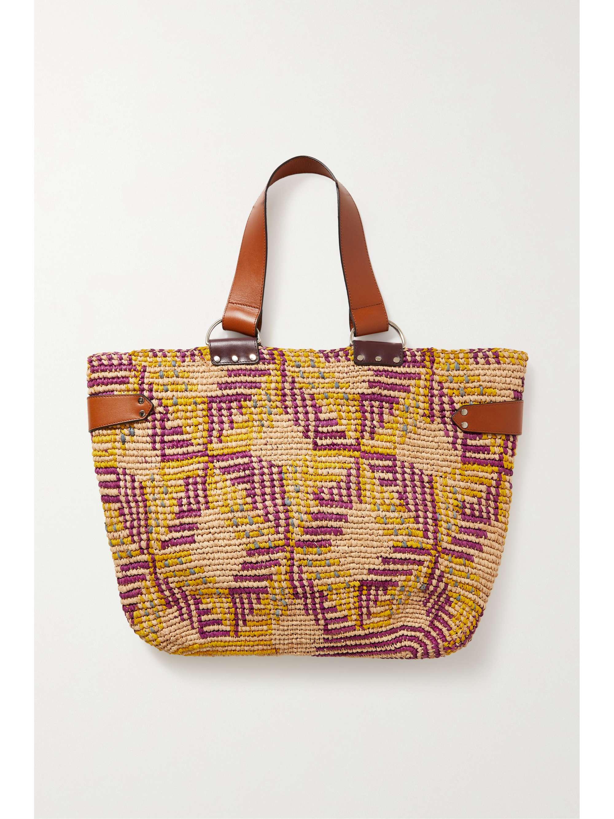 ISABEL MARANT Bahiba leather-trimmed woven raffia tote