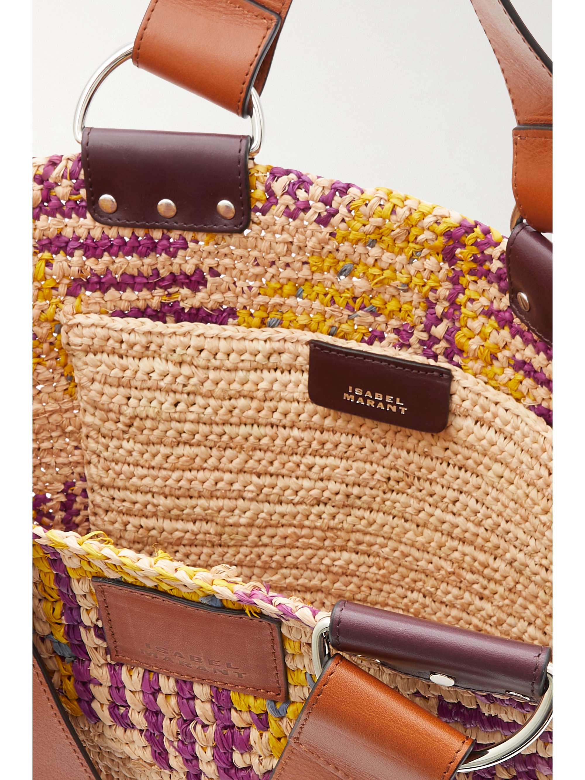 ISABEL MARANT Bahiba leather-trimmed woven raffia tote