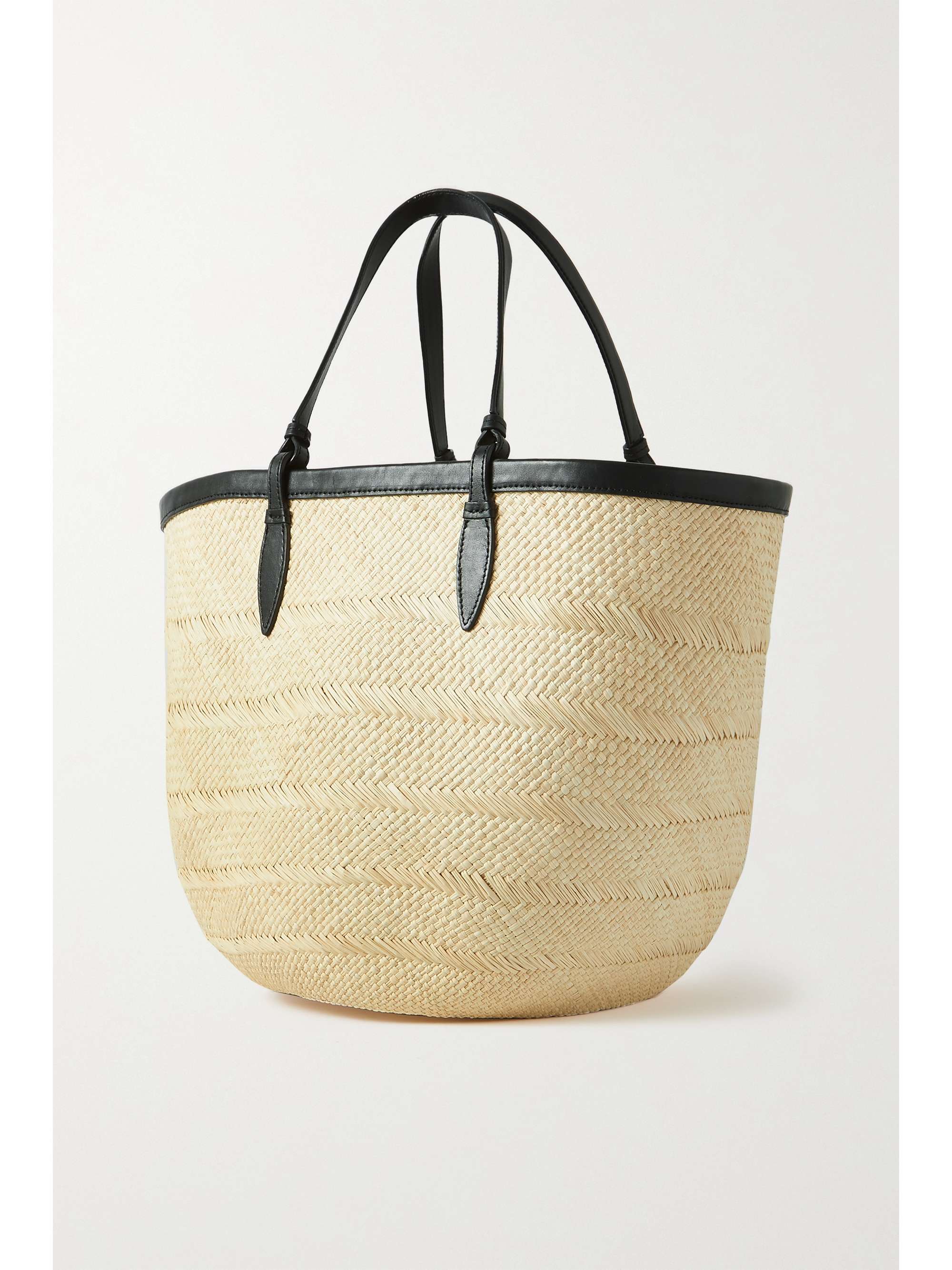 HUNTING SEASON Iraca large leather-trimmed woven raffia tote