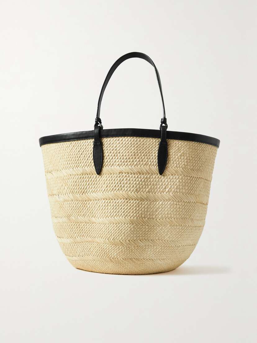 Hunting Season Iraca Medium Leather-trimmed Woven Raffia Tote -  - One size
