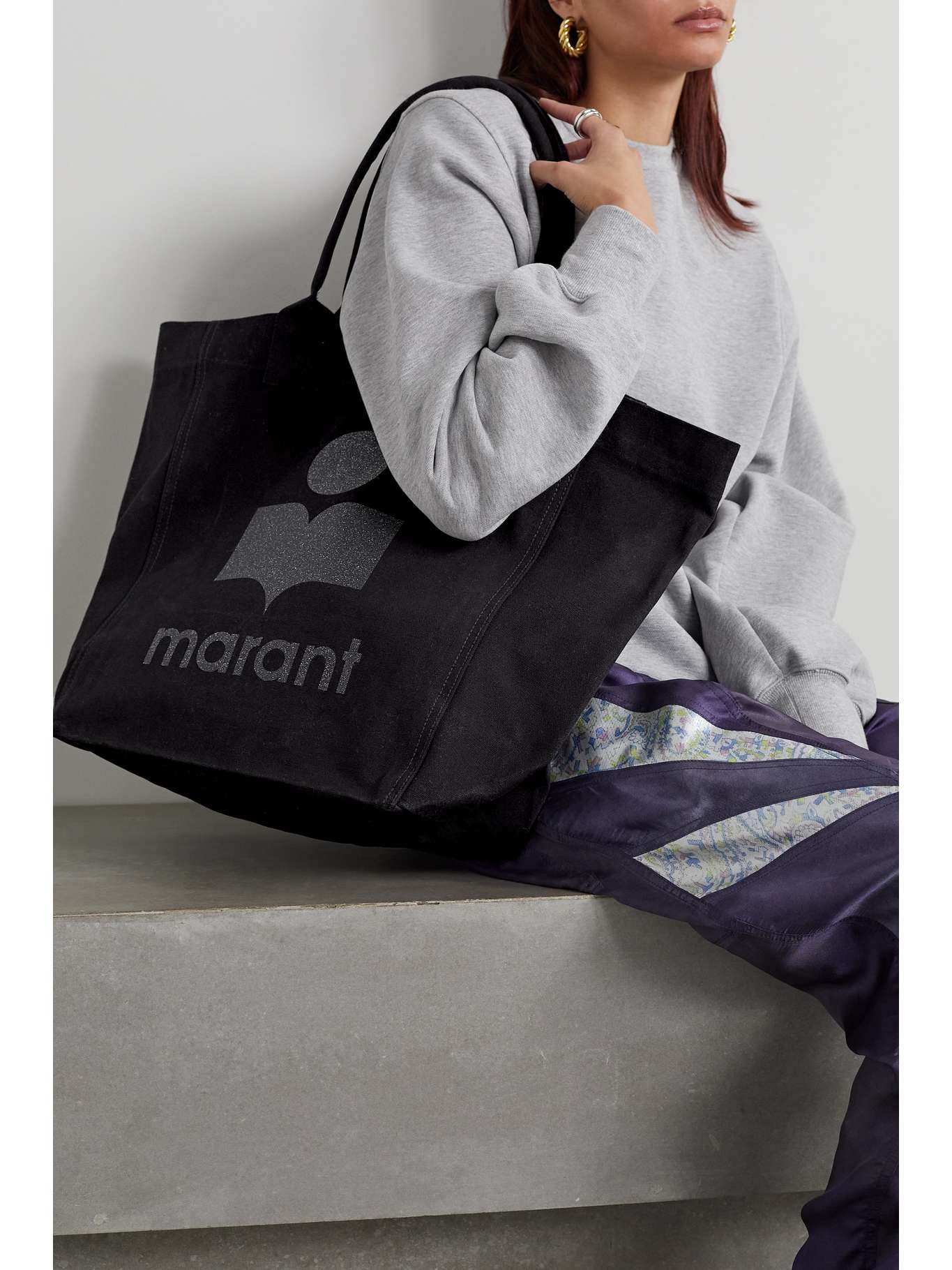 ISABEL MARANT Yenky glittered cotton-canvas tote