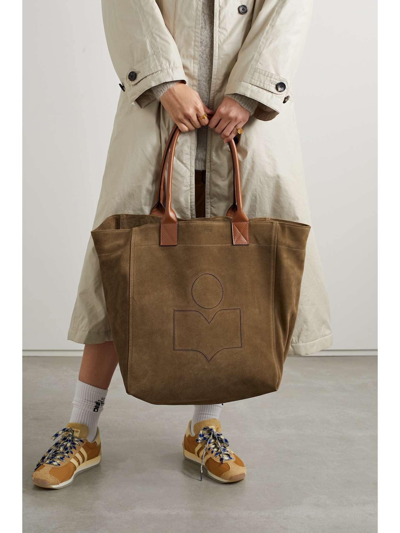 Army green Yenky leathertrimmed suede tote ISABEL MARANT NETAPORTER