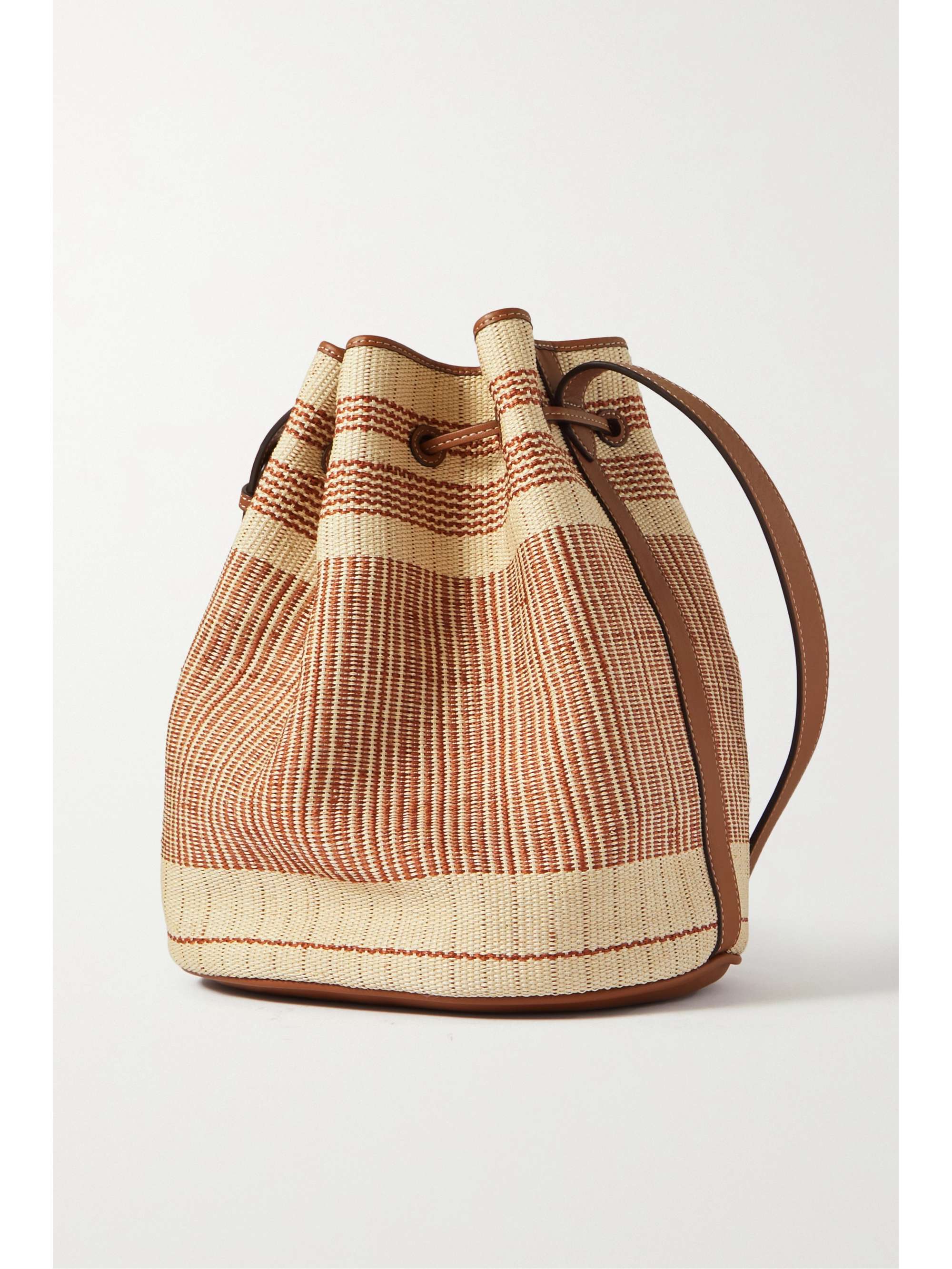 HUNTING SEASON Striped leathertrimmed cotton bucket bag NETAPORTER