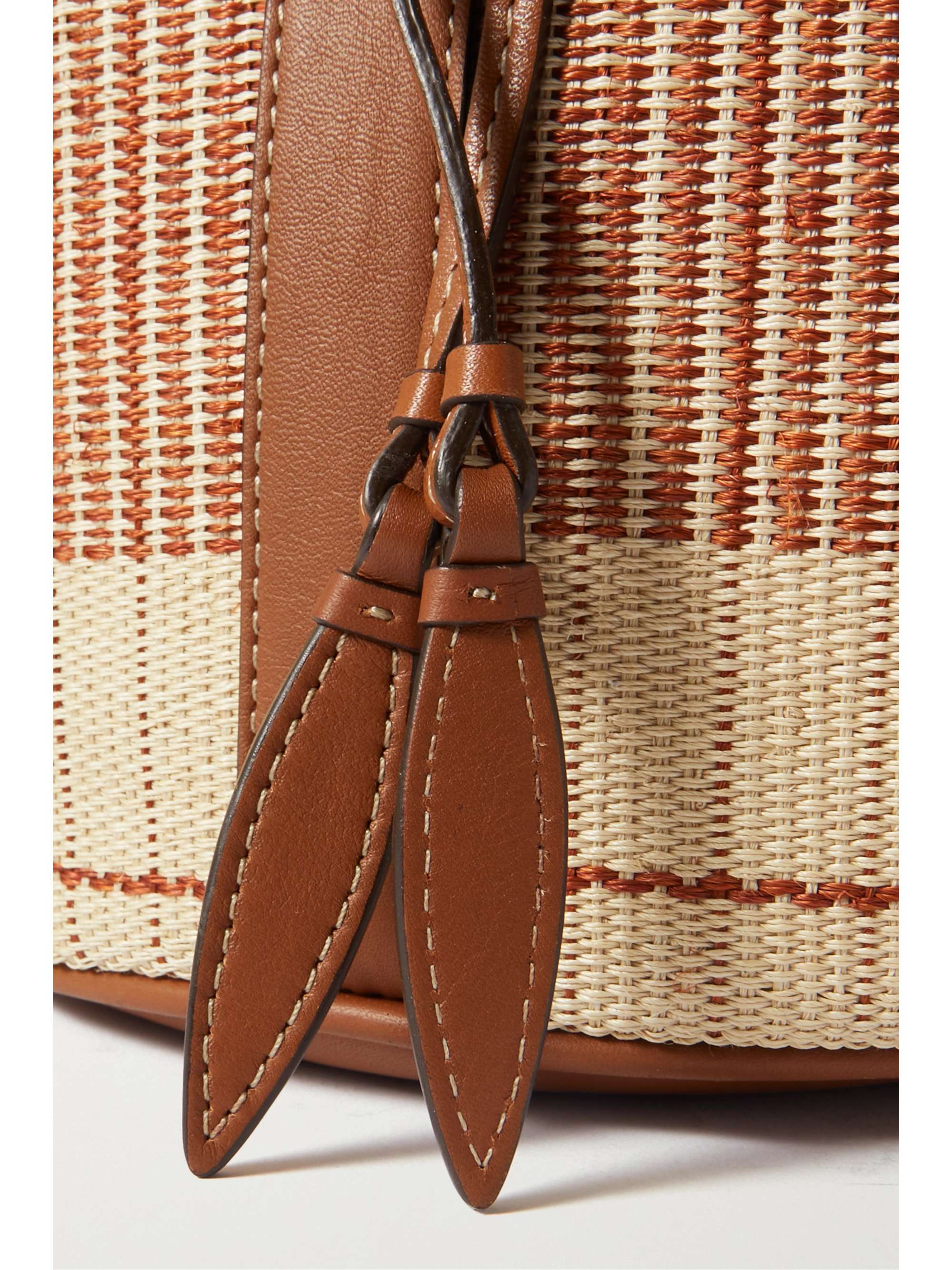HUNTING SEASON Striped leathertrimmed cotton bucket bag NETAPORTER