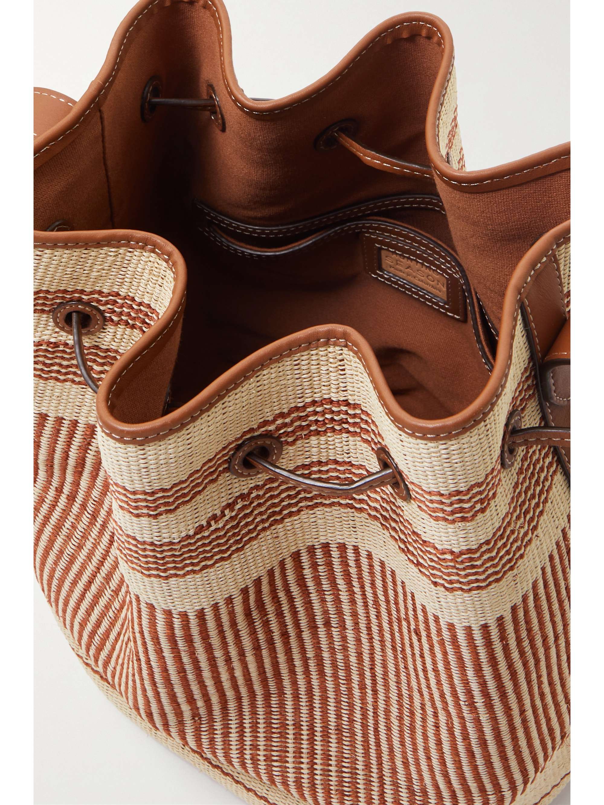 HUNTING SEASON Striped leathertrimmed cotton bucket bag NETAPORTER