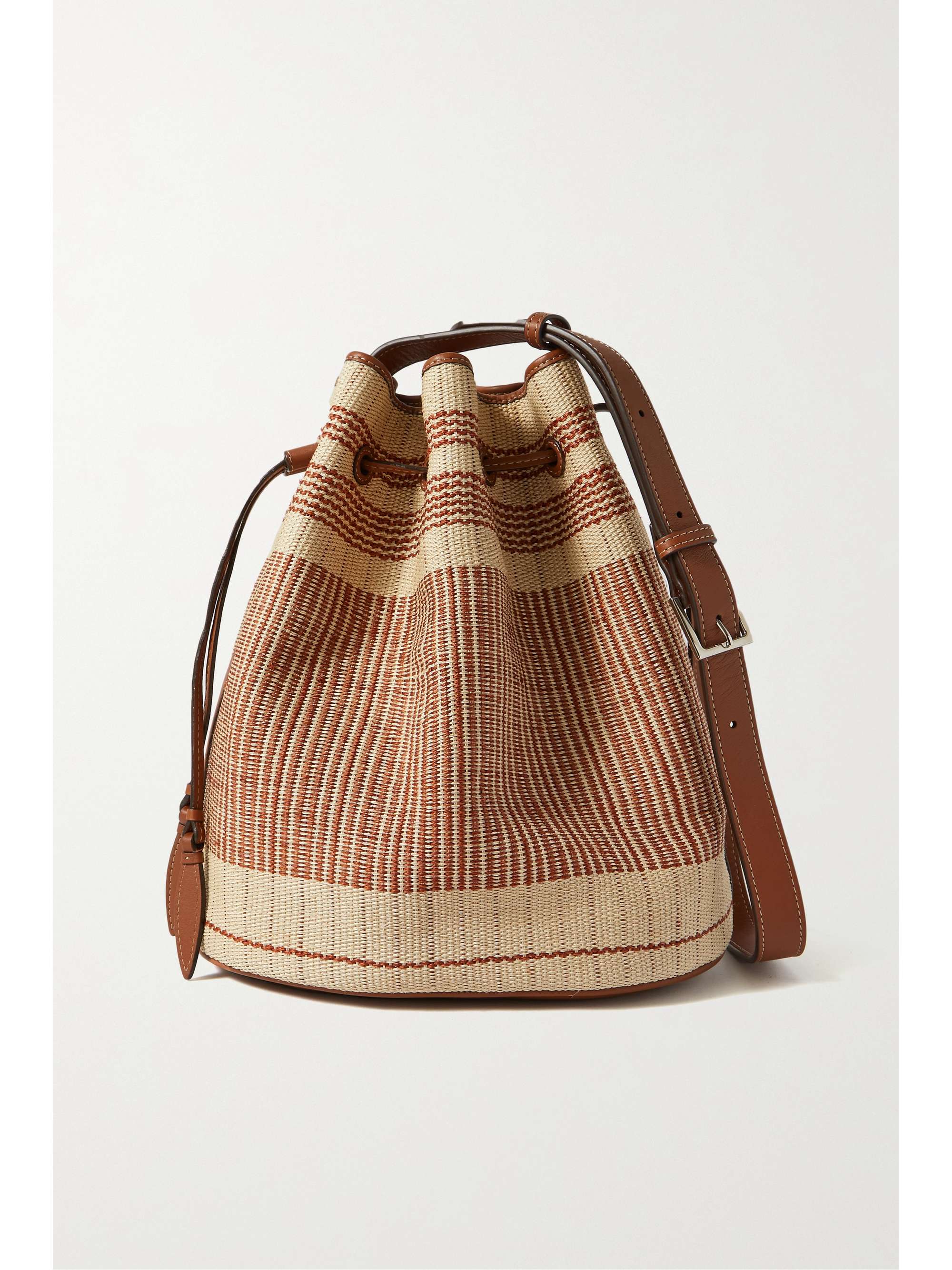 HUNTING SEASON Striped leathertrimmed cotton bucket bag NETAPORTER
