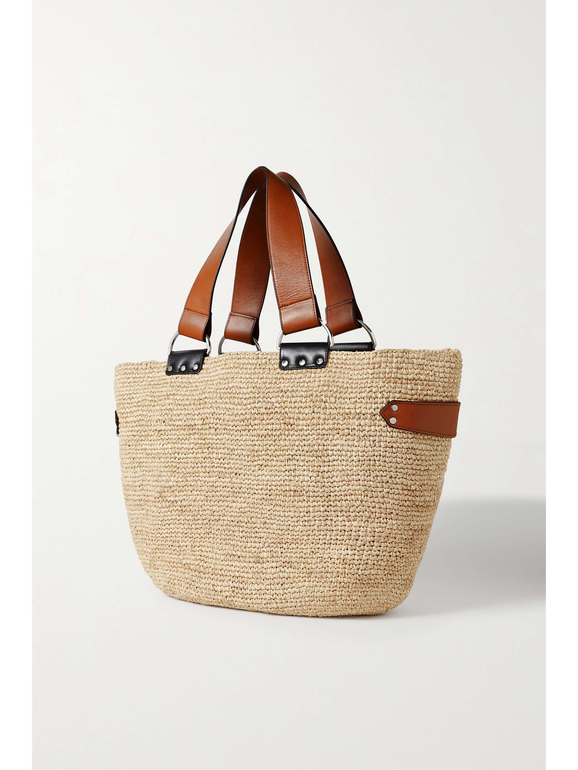 ISABEL MARANT Sac à main en raphia à finitions en cuir Bahiba