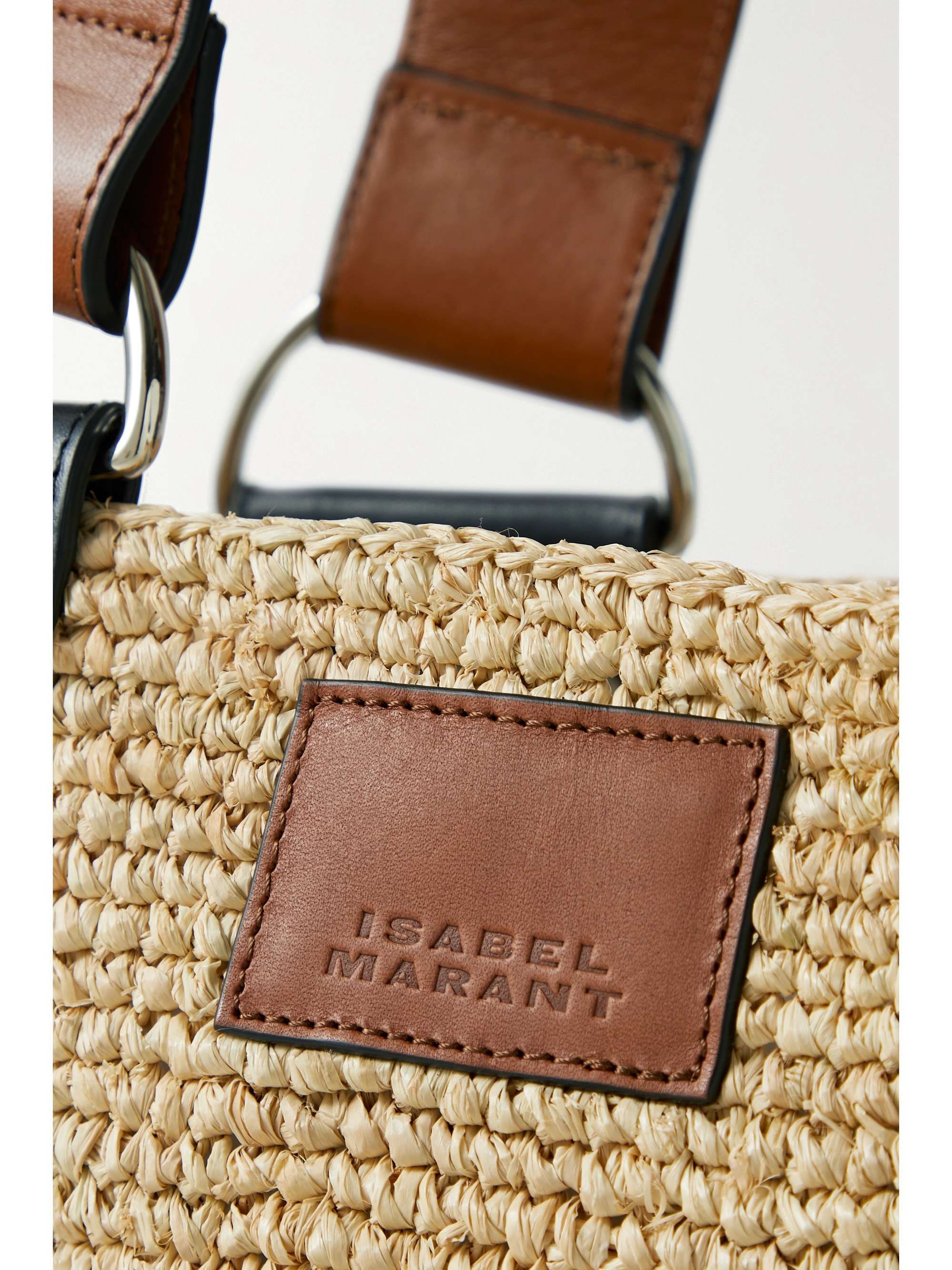 ISABEL MARANT Sac à main en raphia à finitions en cuir Bahiba