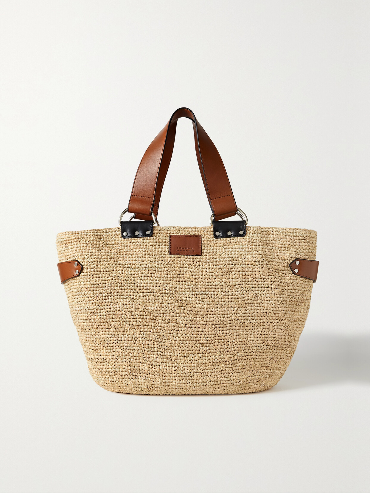 Isabel Marant Bahiba Leather-trimmed Raffia Tote In Neutrals