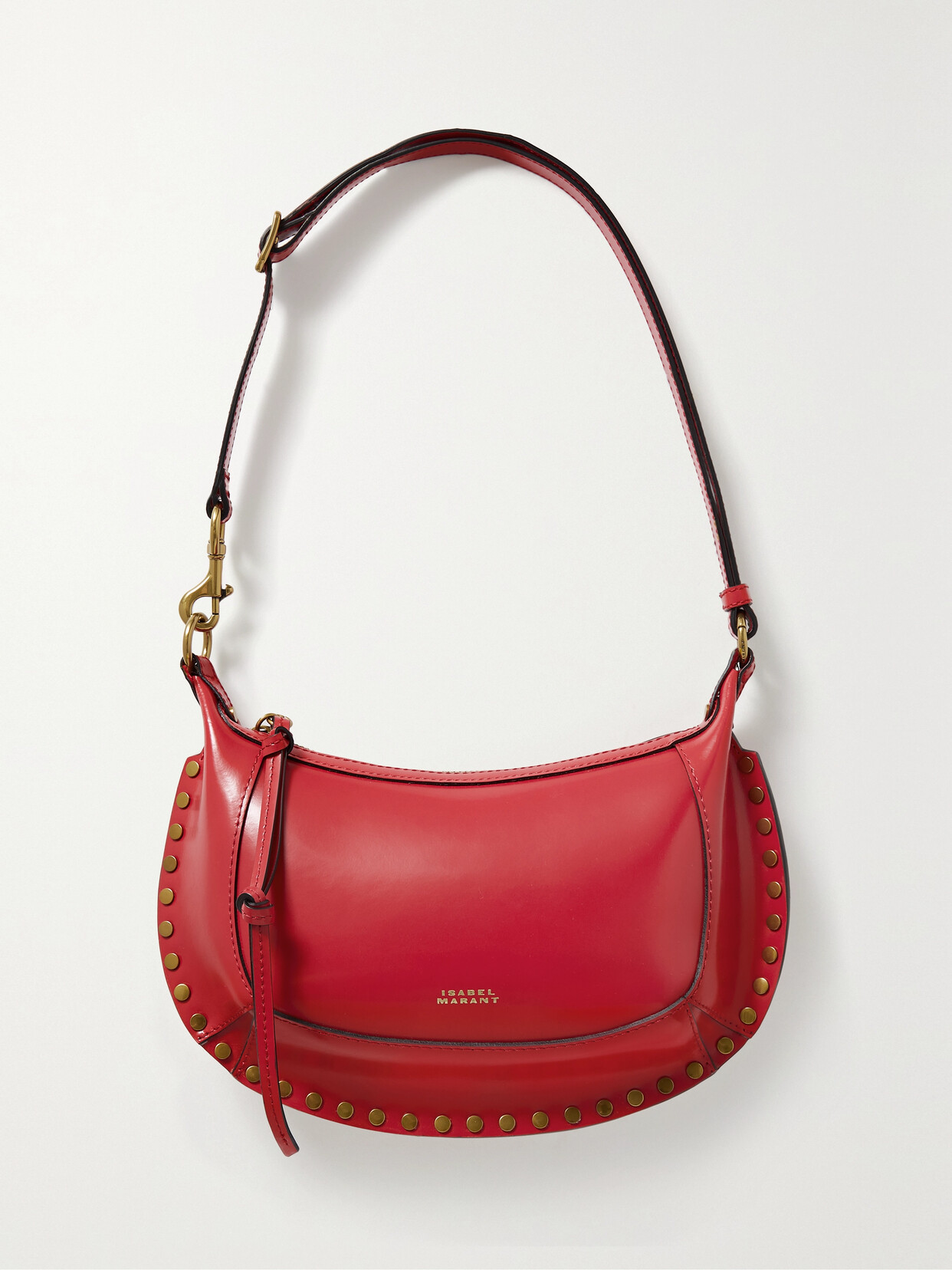 Isabel Marant - Oskan Moon Studded Leather Shoulder Bag - Red