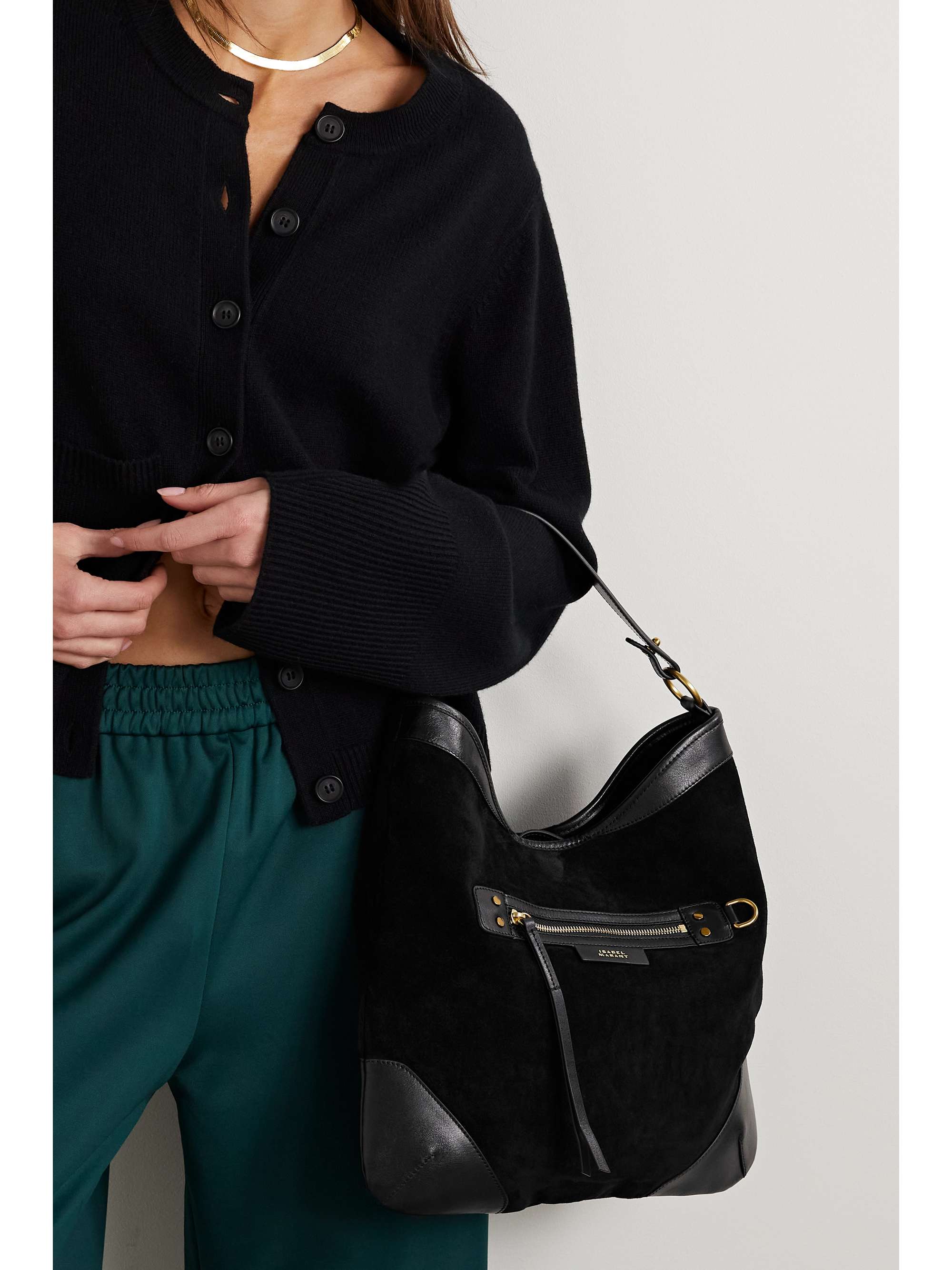 ISABEL MARANT Sac porté épaule en daim à finitions en cuir Botsy Day