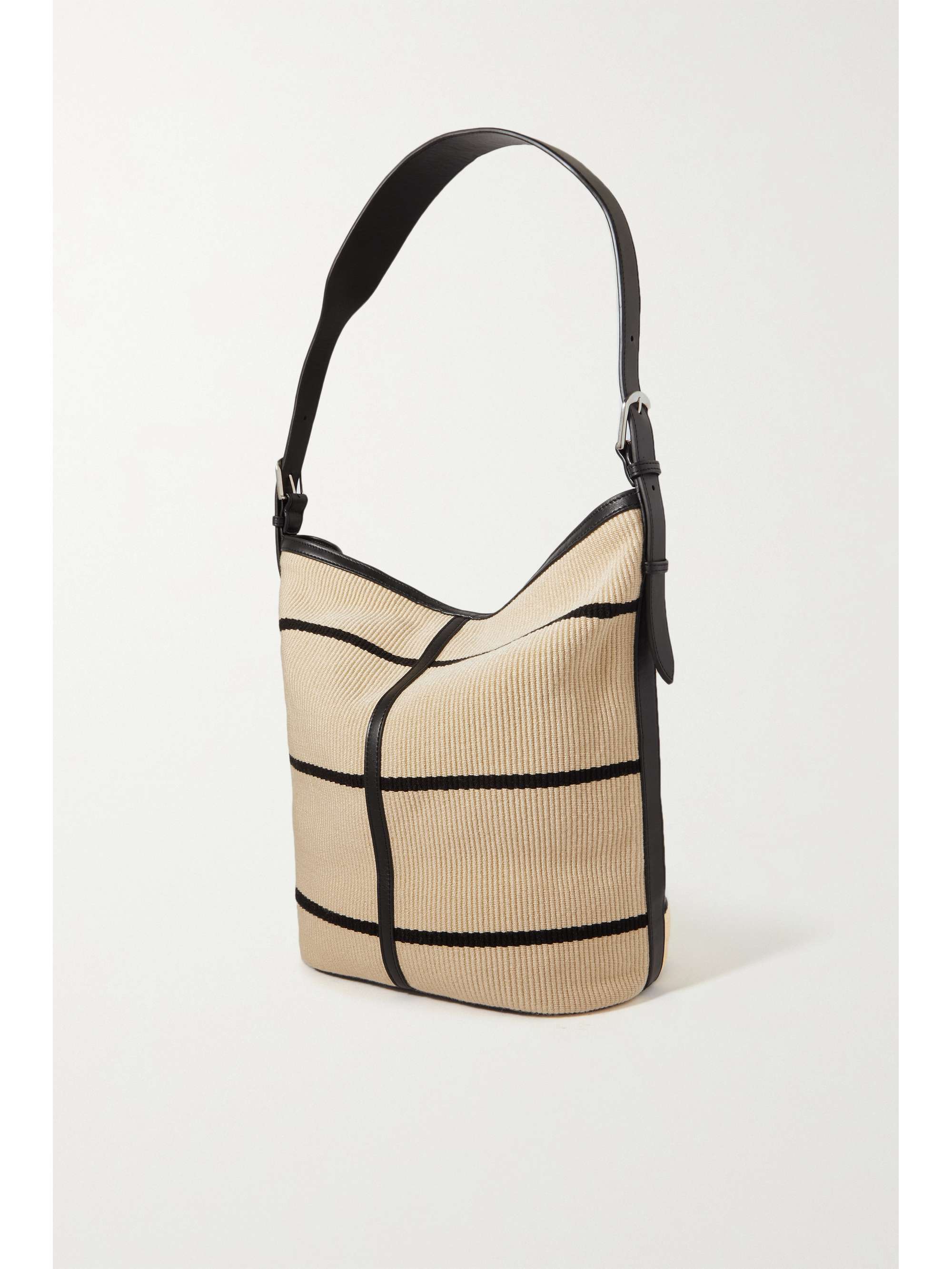 HUNTING SEASON Nomad striped leather-trimmed cotton bucket bag